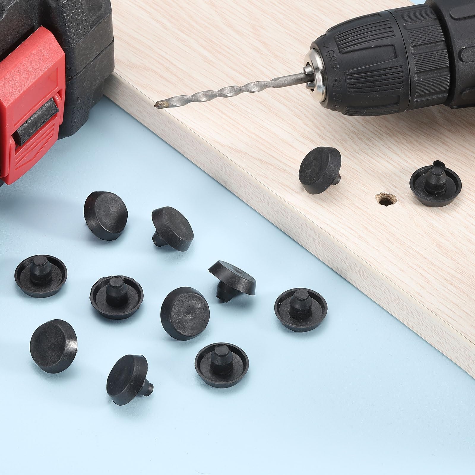 QUARKZMAN 20 Pezzi Paracolpi da Tavolo con Piano in Vetro con Stelo, Cuscinetti Antiscivolo in Plastica per 8mm Foro, Tappi Terminali per Piedi Coperture Protezioni per Sedia Armadio (Nero)