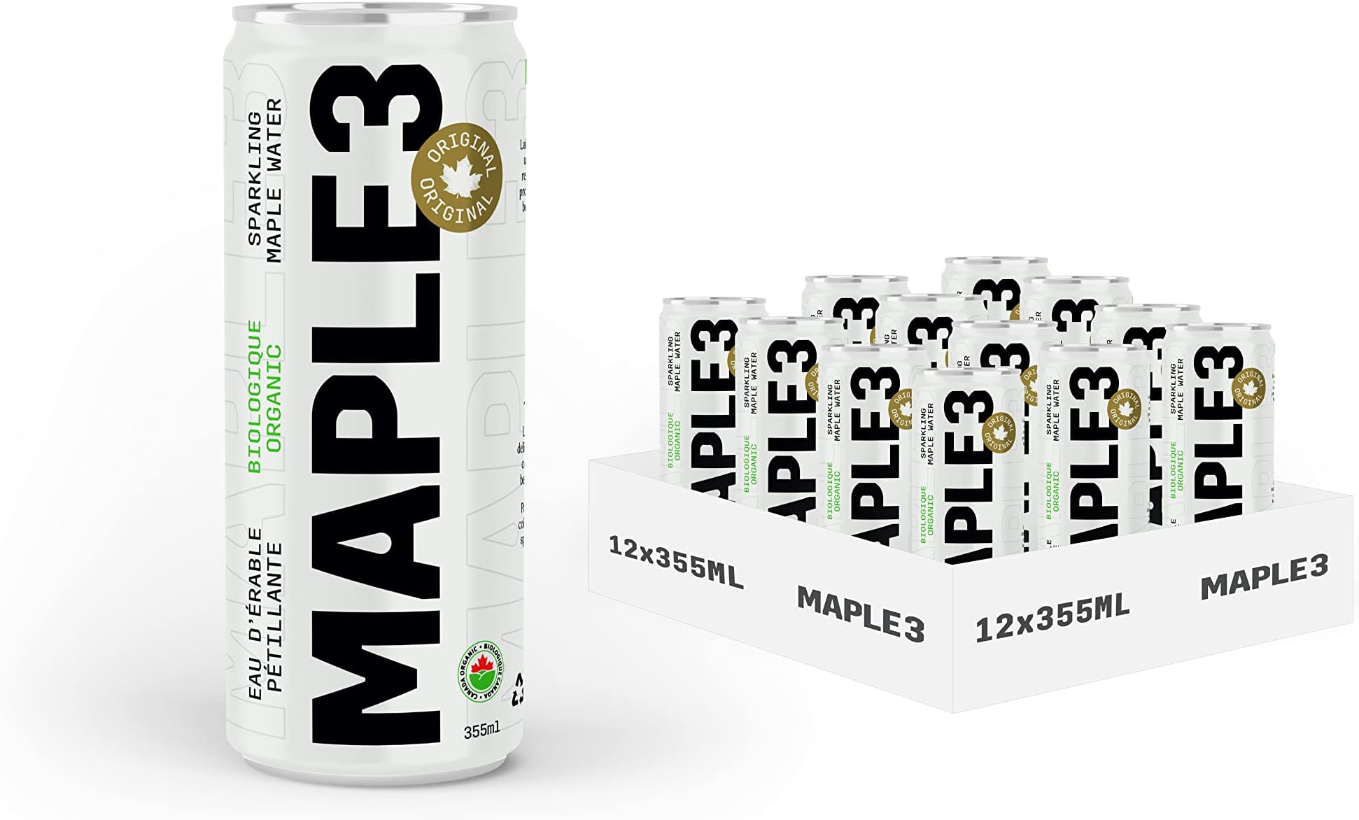 Maple 3 Organic Sparkling Maple Water Original 100