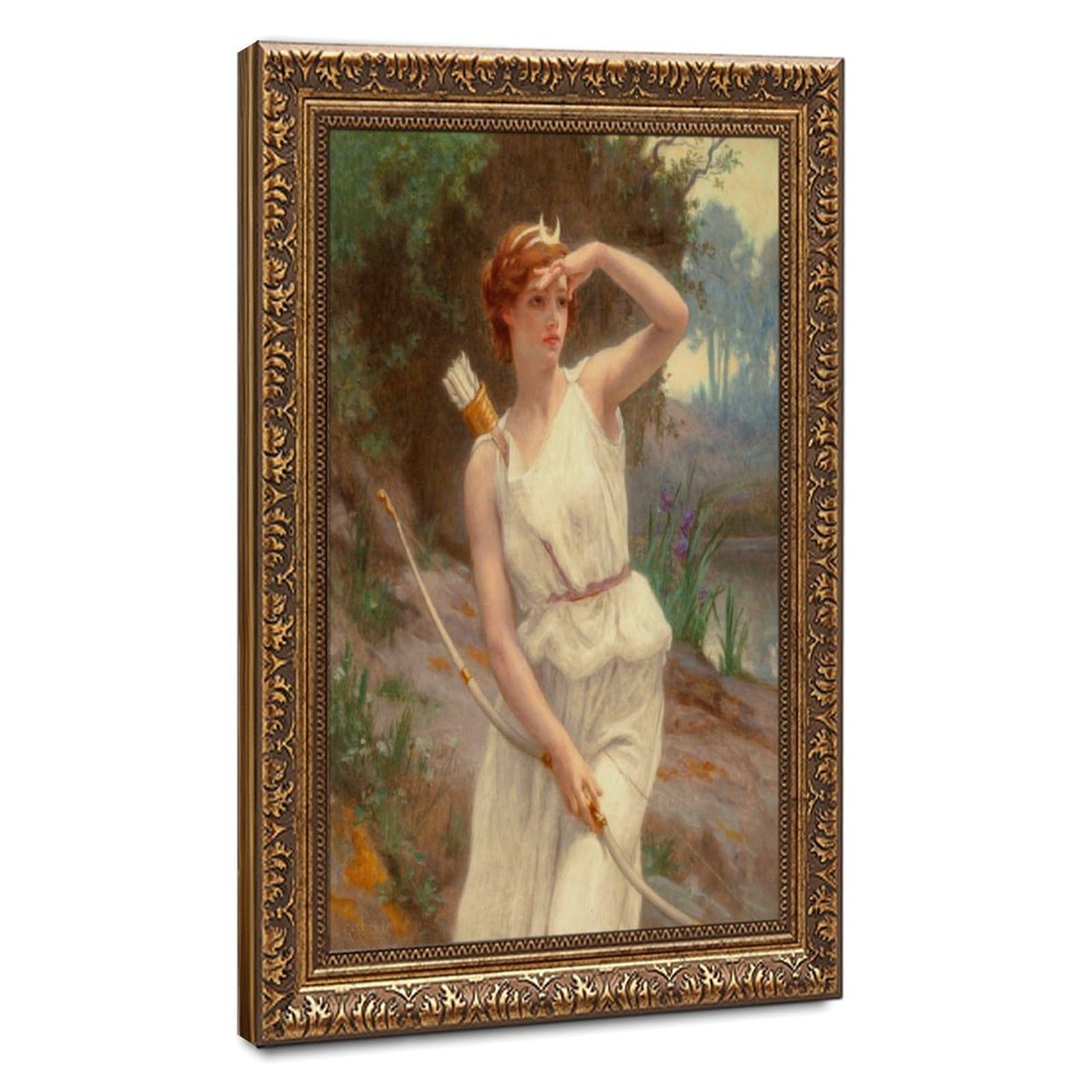 WCYB Guillamume Seignac Diana The Huntress 1870 Roman Mythology Goddess of The Hunt Moon And Nature Prints Posters Canvas Deco Paintings Wall Art For Offic