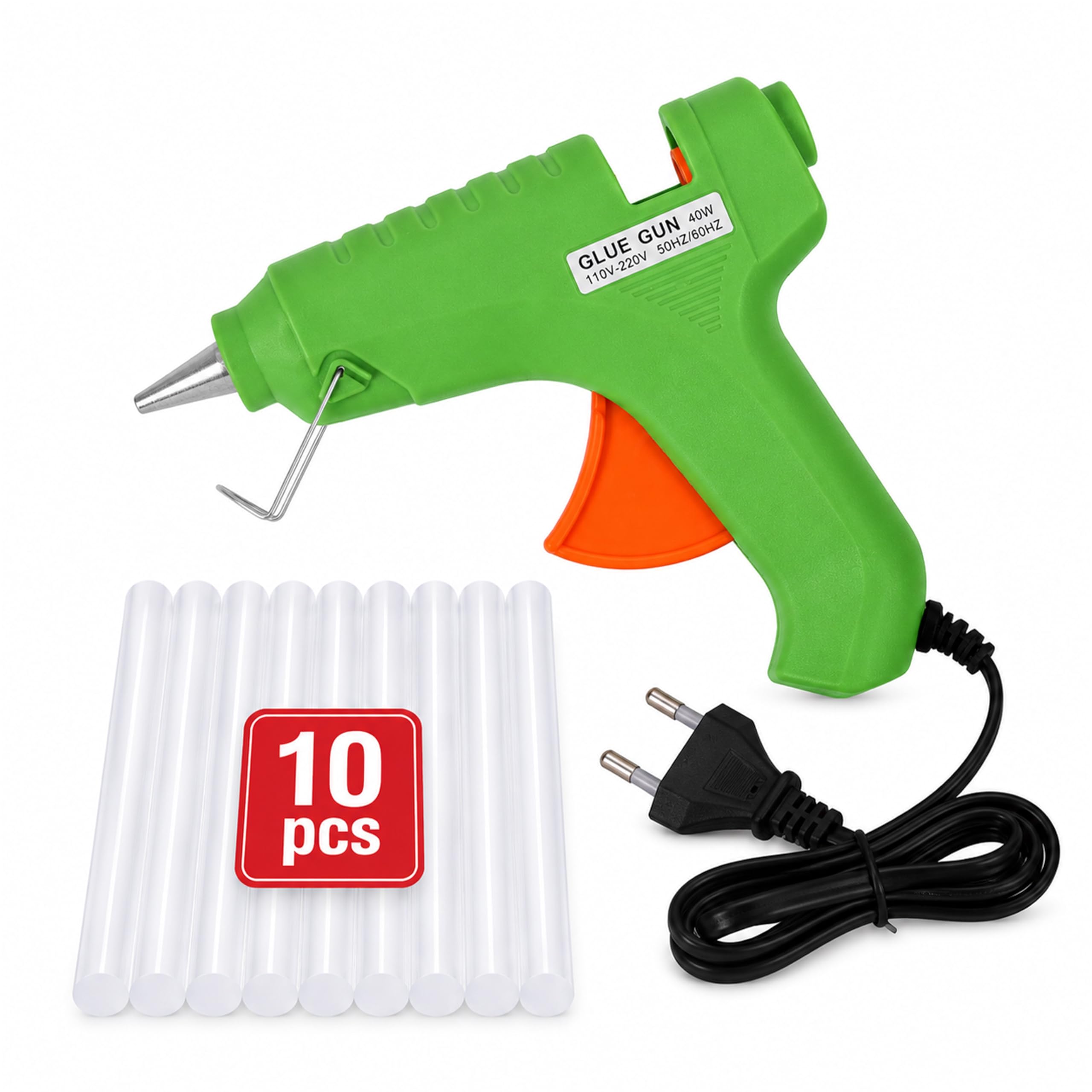 Electronic Spices 40watt Green Color Hard Plastic Body Stainless Steel Nozzle Hot Melt Glue Gun-image-34