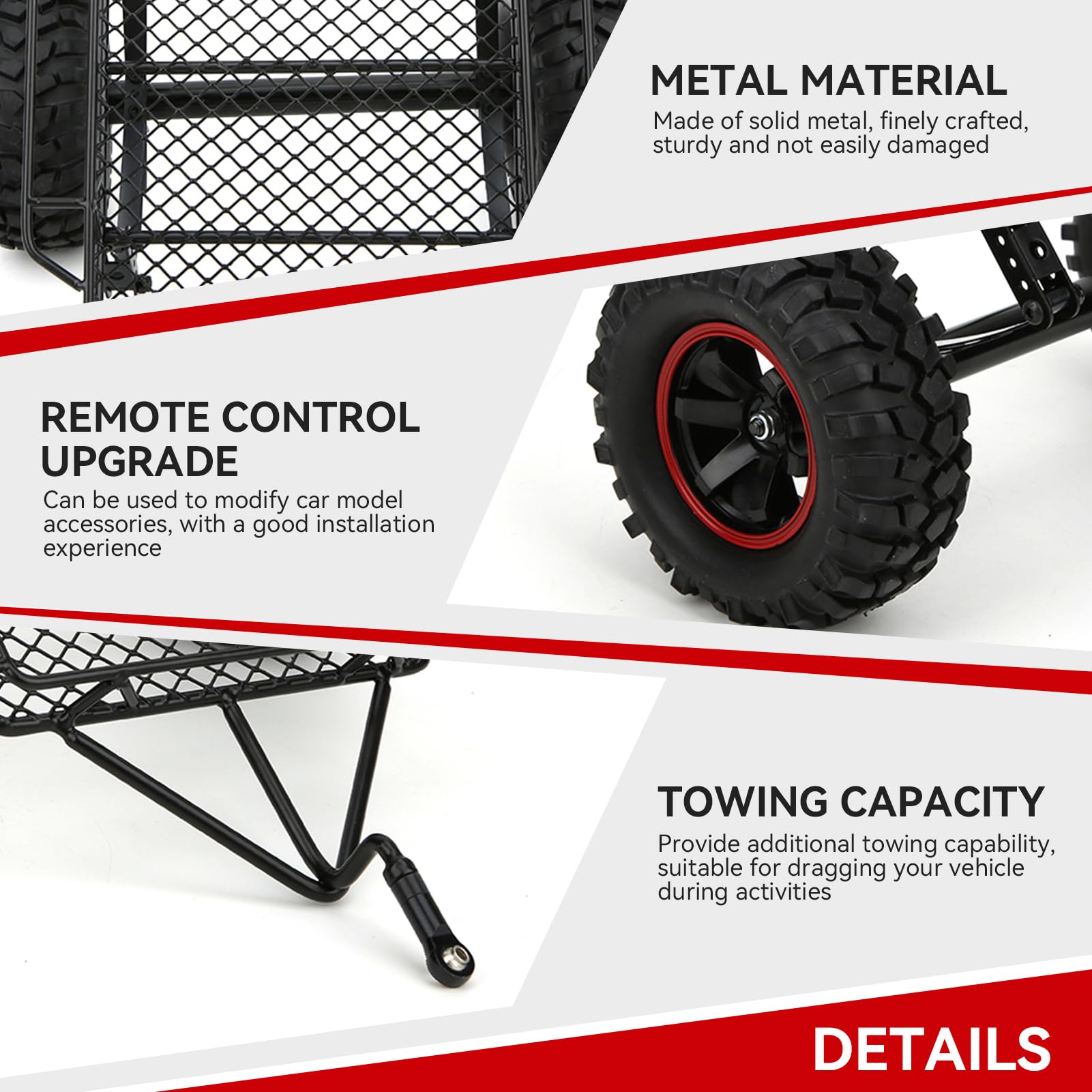 Remolque RC, tolva de Coche, Montaje de Enganche de Remolque de Metal RC, Apto para Traxxas TRXX4/Axial SCX10 RC4WDD D90 CC01 1/10 RC Truck