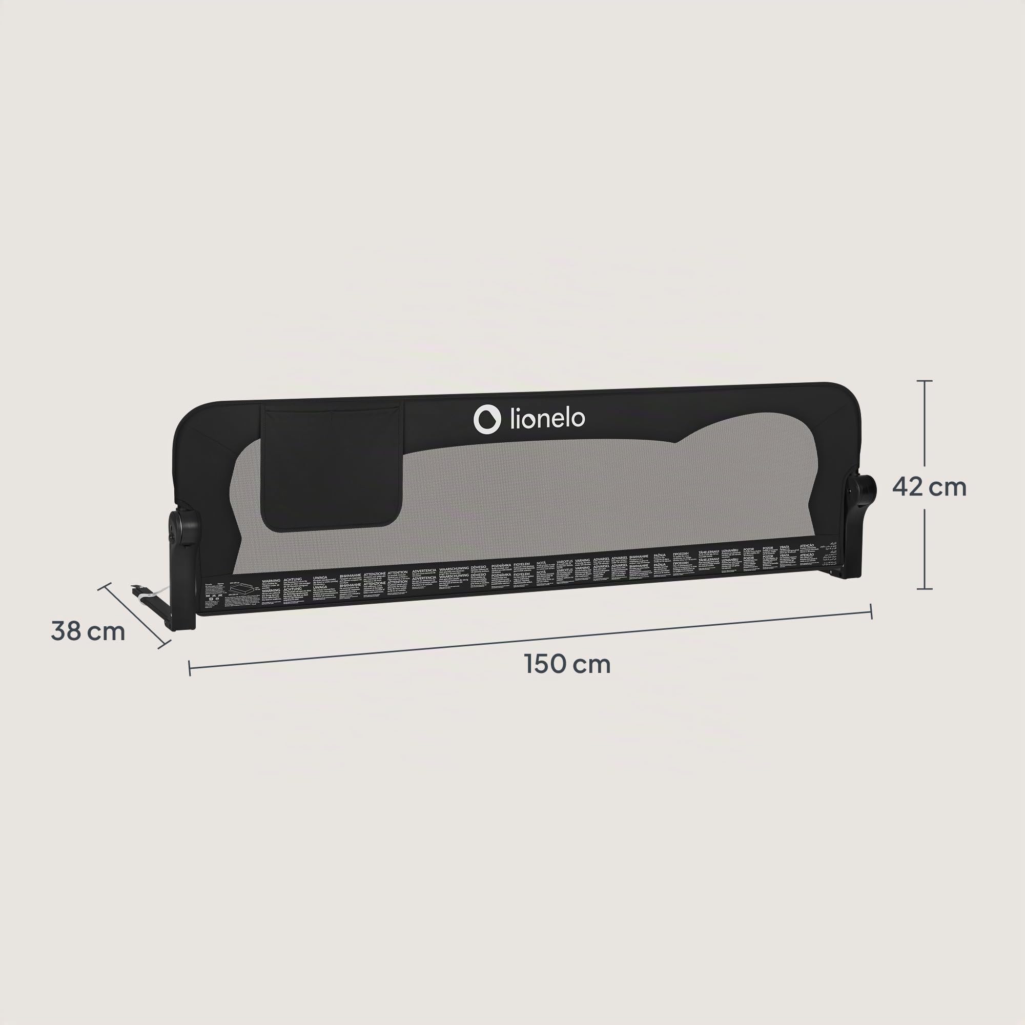 Lionelo EVA Barrière Lit 150 cm x 42, Cadre en MétalDurable, Haute Pliable