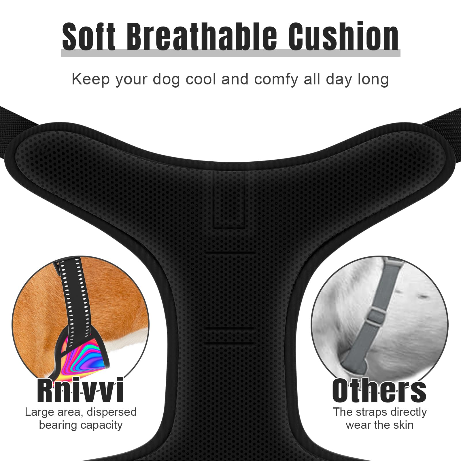 Rnivvi Arnés para Perro, Bonito arnés sin tirones para Perro, tamaño Extragrande, arnés Reflectante para Cachorros, Chaleco Acolchado Suave Ajustable para Perros Grandes, arnés para Mascotas con asa