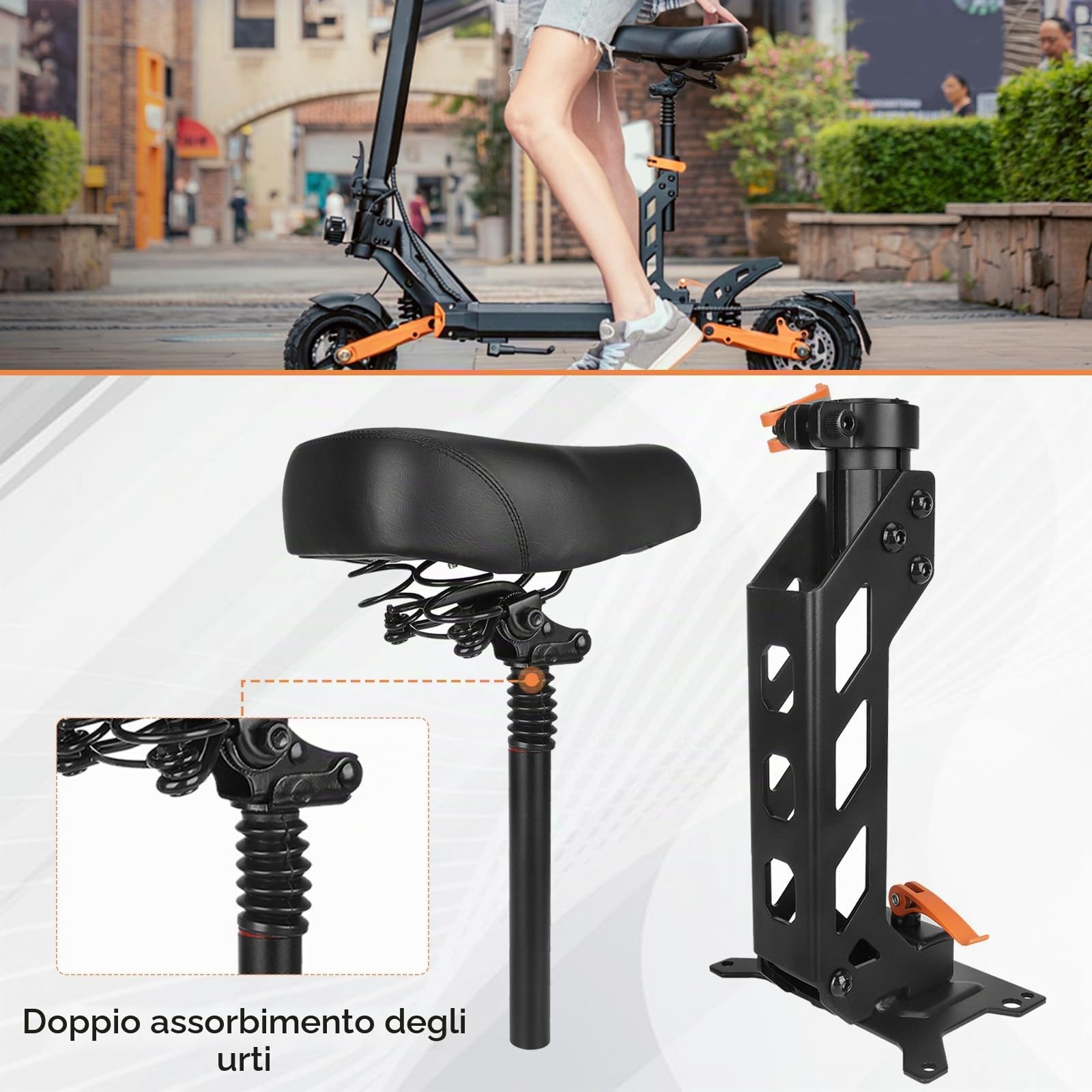 Sedile Per Monopattino Elettrico, Cuscino Ammortizzante Per KuKirin G2 Pro DB Scooter Elettrico Sedile Per Monopattino con design rimovibile Scooter Per Adulti Per Ciclismo a Lunga Distanza