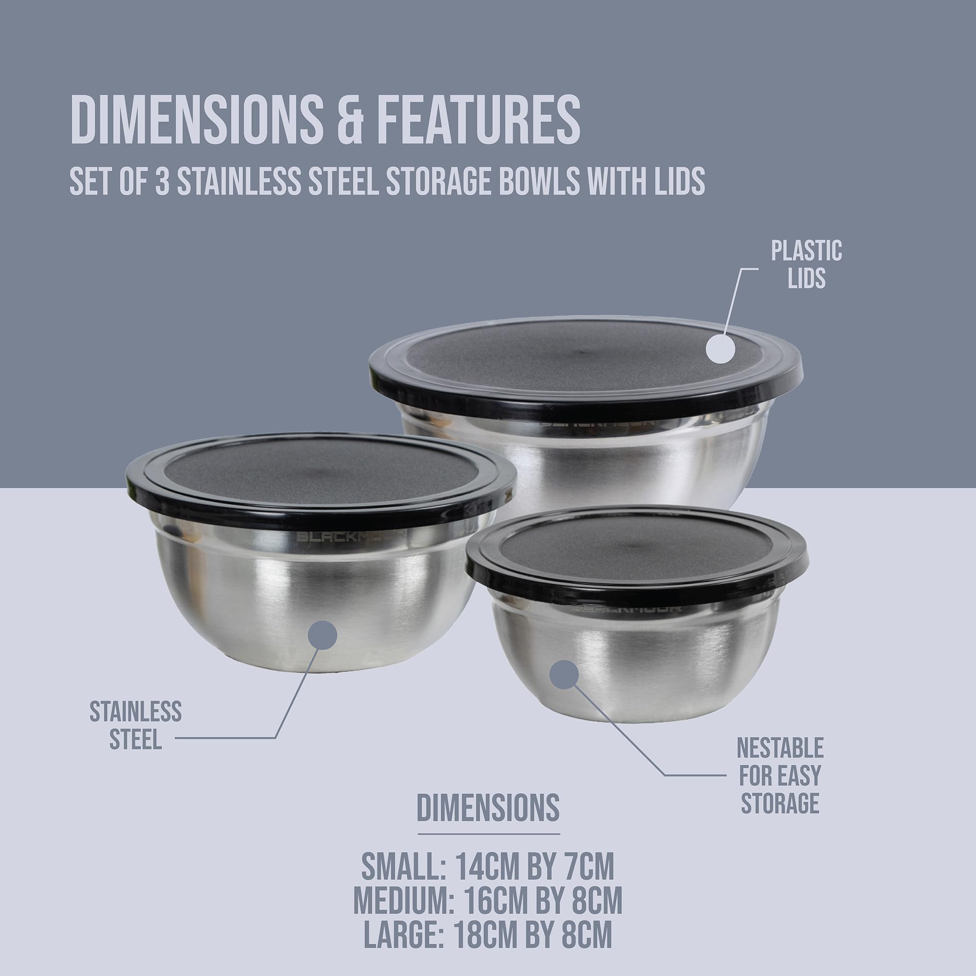 Stainless Steel Mixing Bowl Set W/ Non Skid Silicone Base Gold - 3