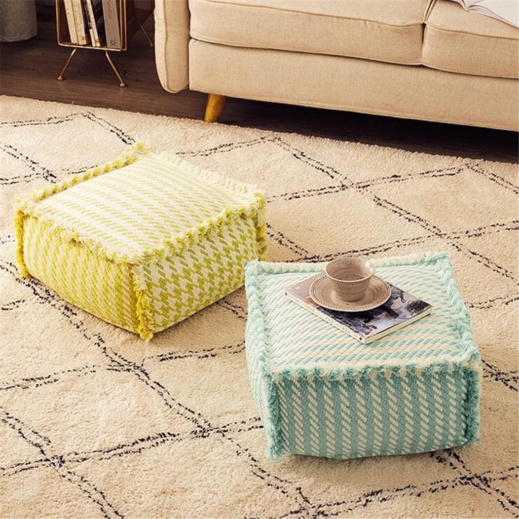 Nordic Moroccan PU Leather Pouf Craft Ottoman Footstool Round Large Artificial Leather Unstuffed Cushion(E)