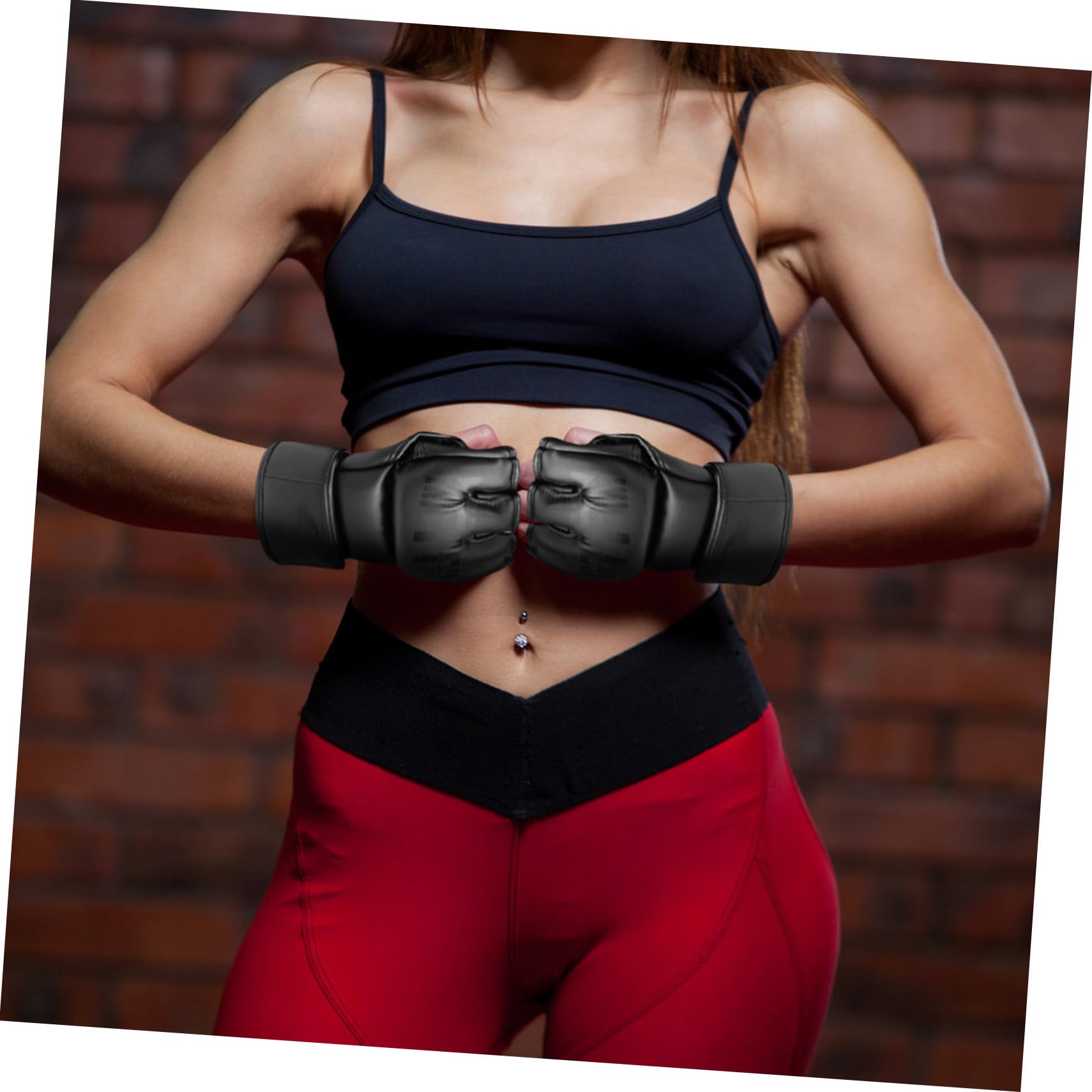 Gatuida Guantoni da Boxe Mma Dita Parzialmente Esposte in Pu e Poliestere, Traspiranti e Comodi per Allenamento e Sparring