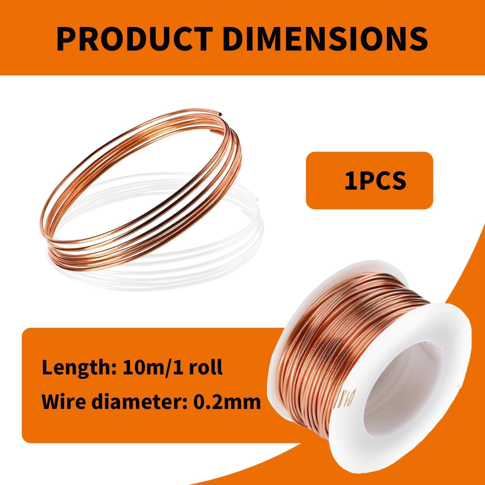 Filo di rame, filo di rame lacca, filo di rame, filo di rame da 0,2 mm x 10 m, valore della temperatura naturale, ampiamente utilizzato per trasformatori, induttori