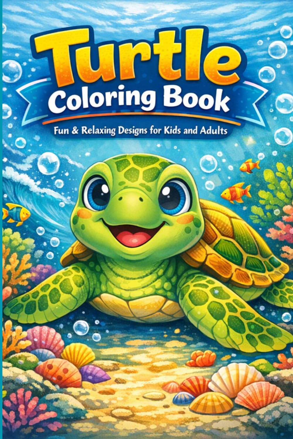 Turtle Coloring Book for Kids & Adults: Fun Ocean Animal Designs for Relaxation: Relaxing, Fun & Creative Turtle Designs | Perfect for Kids, Teens & Adults | Stress Relief Coloring Activity Book