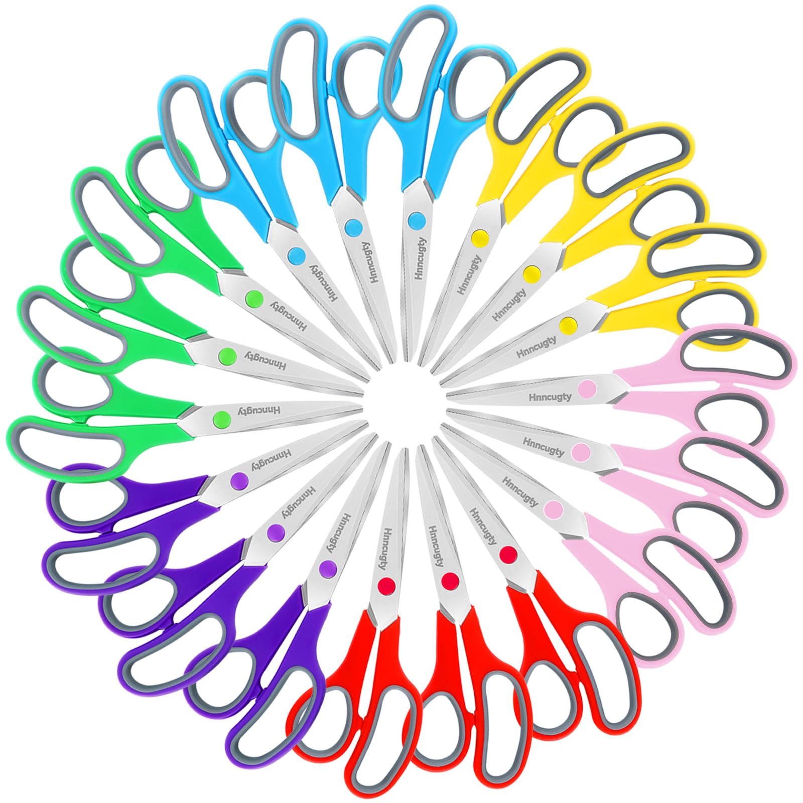 Hnncugty - Tijeras multiusos de 8 pulgadas, juego de 18 unidades, tijeras afiladas para suministros escolares de oficina, estudiantes, profesores, aula, escritorio, hogar, manualidades, tela de