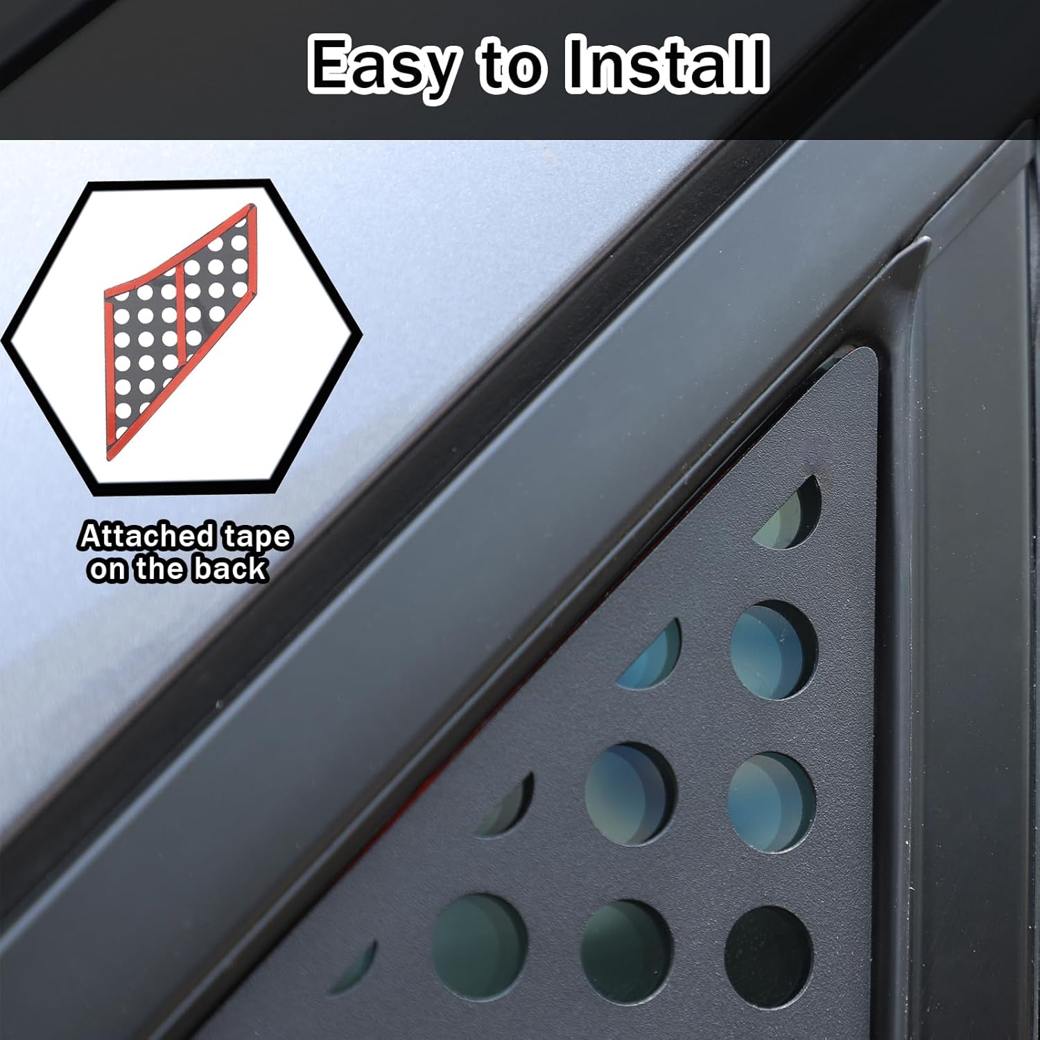 Front Door Window Panel Cover Decoration for Honda Pilot 2016-2022/ Ridgeline 2017-2023/ Passport 2019-2023 Accessories, Aluminum Alloy A-Pillar Window Moldings Honeycomb Panel Trim