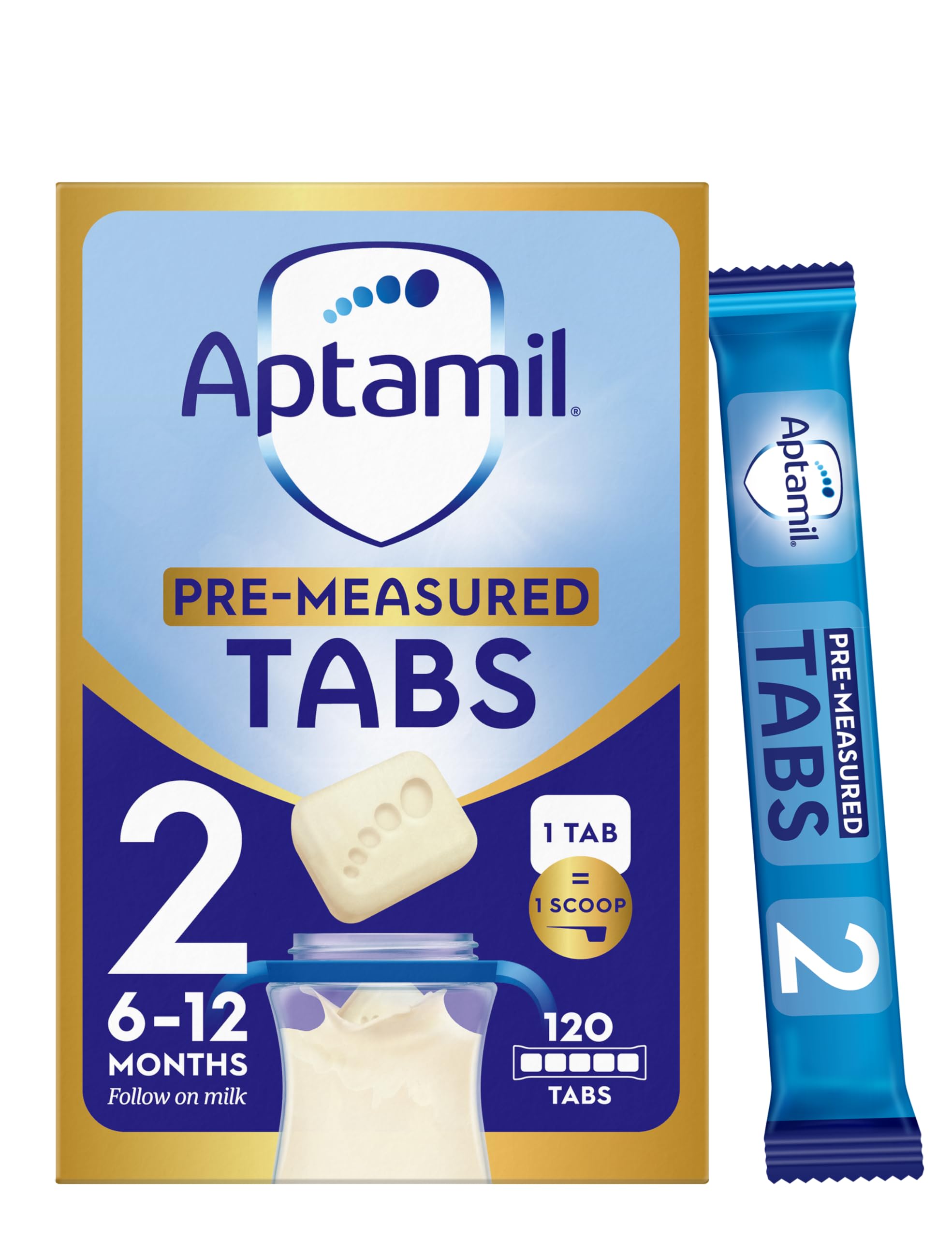 Aptamil 2 Follow On Baby Milk Formula Pre-Measured Tabs, 6-12 Months, 24 x 5 tabs
