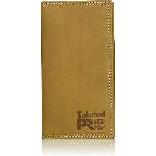 Timberland PRO Men's Leather Long Bifold Rodeo Wallet with RFID, Wheat, One Size