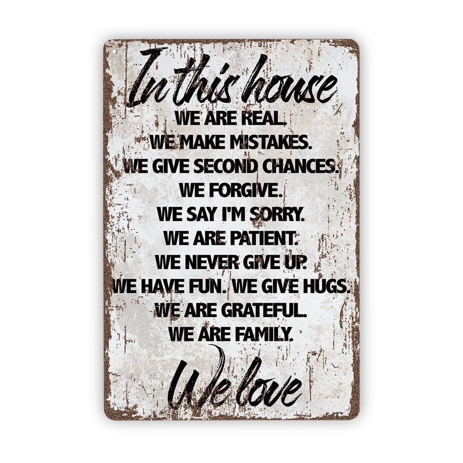 FNYUVNFAF Farmhouse Wall Decor Vintage Metal Tin Sign Inspirational Family Quotes Rustic Home Art Gift 8 X 12 inch