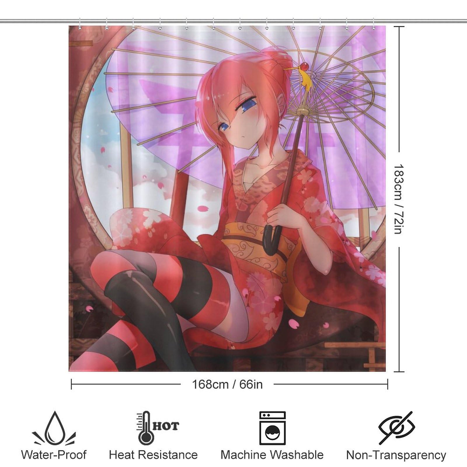 Amazon｜シャワーカーテン オシャレ アニメ柄 銀魂 神楽 ホテル品質 お
