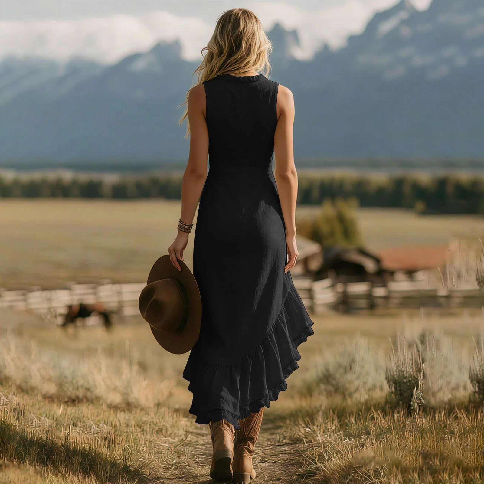 Vestido Mujer Sexy Sin Manga Cuello Mini Vestidos De Tirantes Delgados Elegantes Dobles Capas Dobladillo con Volantes Vestido Corto Alta Color Sólido Transpirable para Uso Diario Primavera Verano