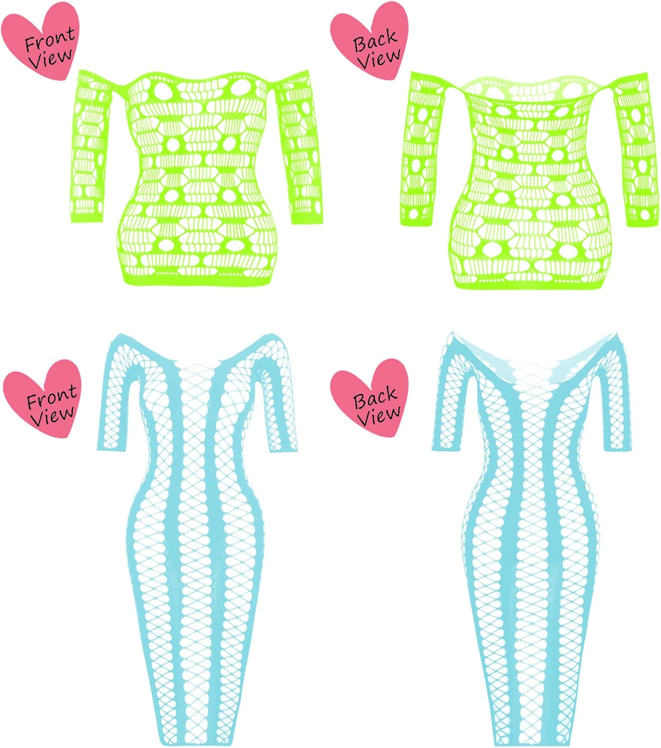 JDiction Women’s Lingerie BabyDoll Fishnet Bodysuit Sexy Nightwear(12 Pack) - Image 3