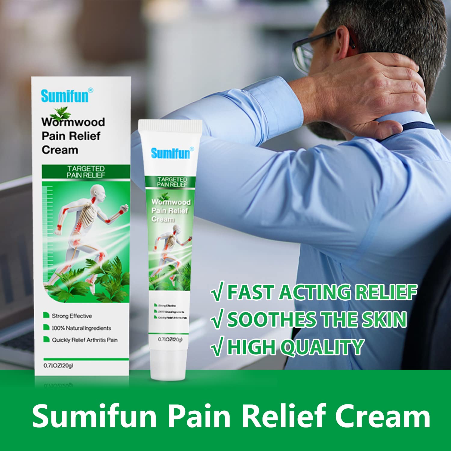 Sumifun Pain Relief Cream, Tiger Cream for Arthritis, Muscle, Joint, and Back Pain - Relief for Hand, Body & Muscle Aches - 4 Counts