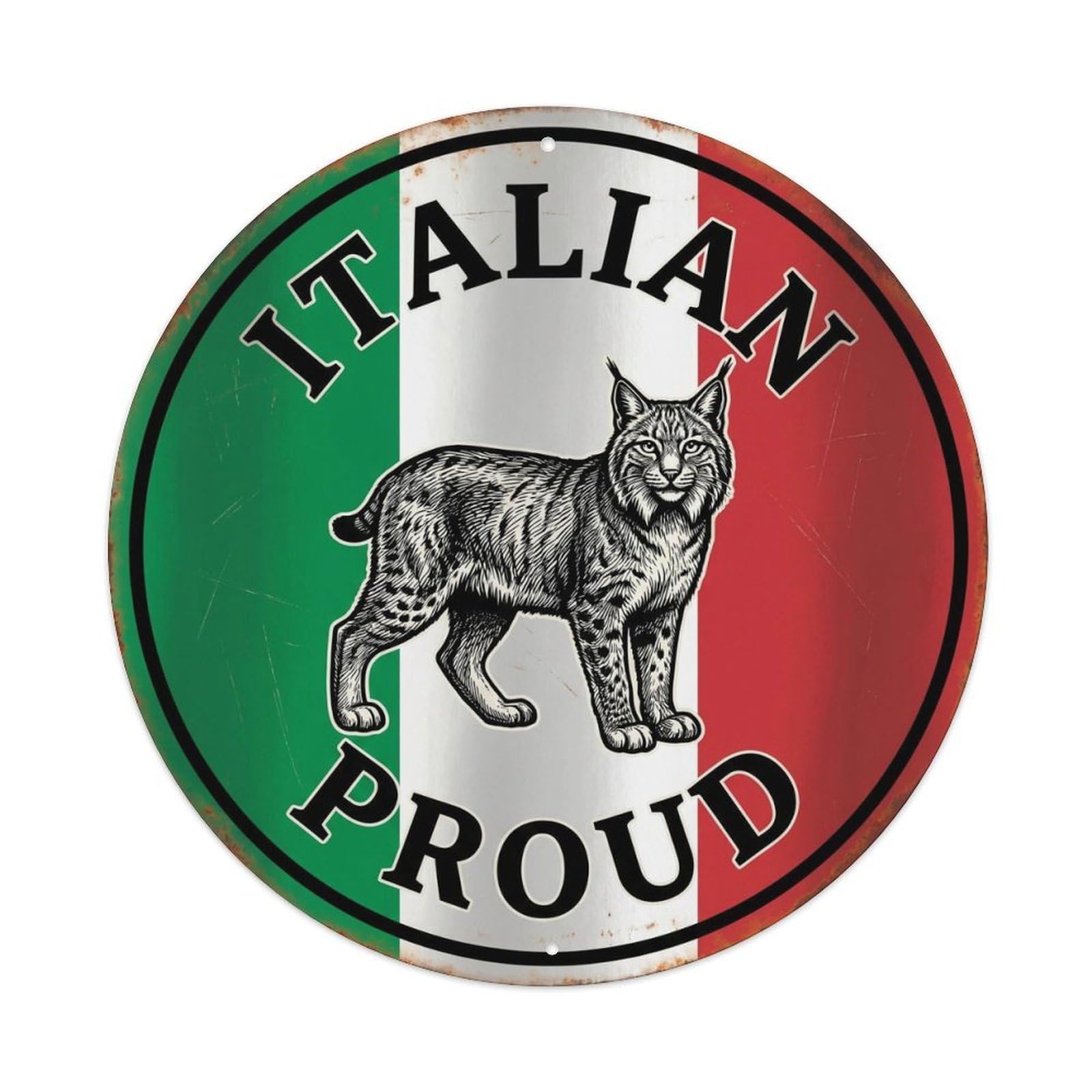 Olhnbad Style Italian Proud Lynx Wildlife Heritage Emblem Metal Tin Sign