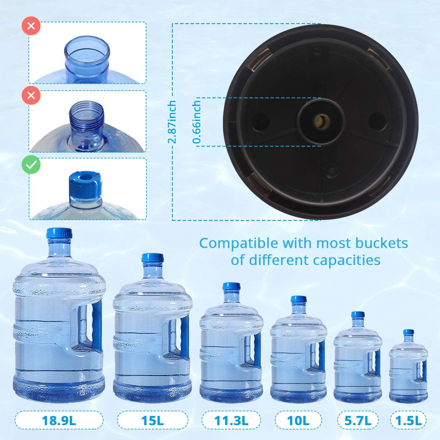 Pompe à eau pour bouteille de 18 litres, distributeur d'eau potable électrique à chargement USB automatique avec batterie rechargeable, pompe électrique portable pour la maison, le camping – Noir