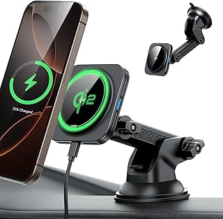 ESR Qi2 15W充電 magsafe 車載 スマホホルダー 車 Qi2認定magsafe充電器 ダッシュボード/風防ガラス磁気ワイヤレス車載充電器 iPhone16/15/14/13/12専用 スマホスタンド 車用 マグセーフ充電器 急速...