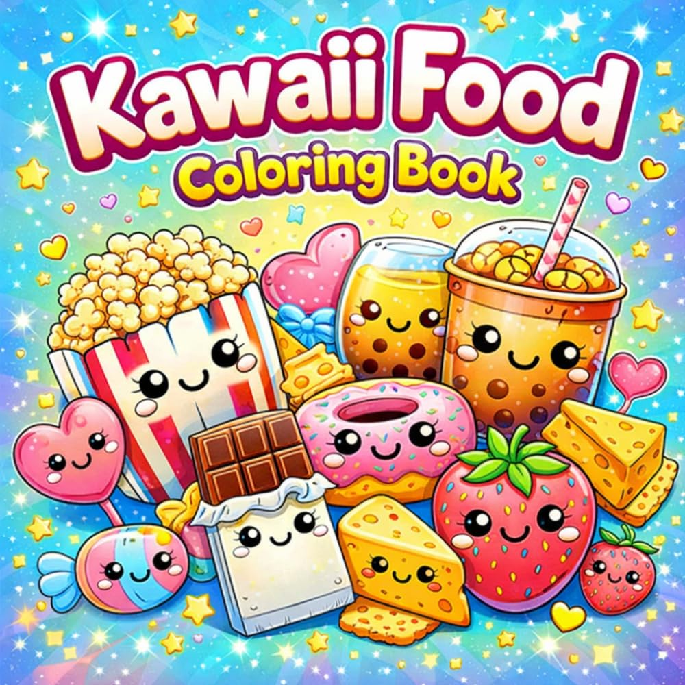 Cute Kawaii Food Coloring Book: Simple and Bold Easy Coloring Pages for Adults and Kids
