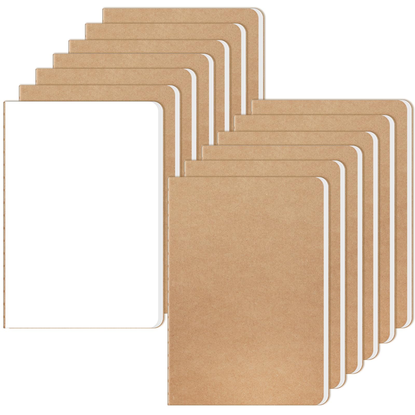RITOLLO 13 Pack A5 Blank Notebook, Kraft Paper Cover Journals, Premium Plain Writing Pads for Drawing Sketching Creative Projects (13 PACK)