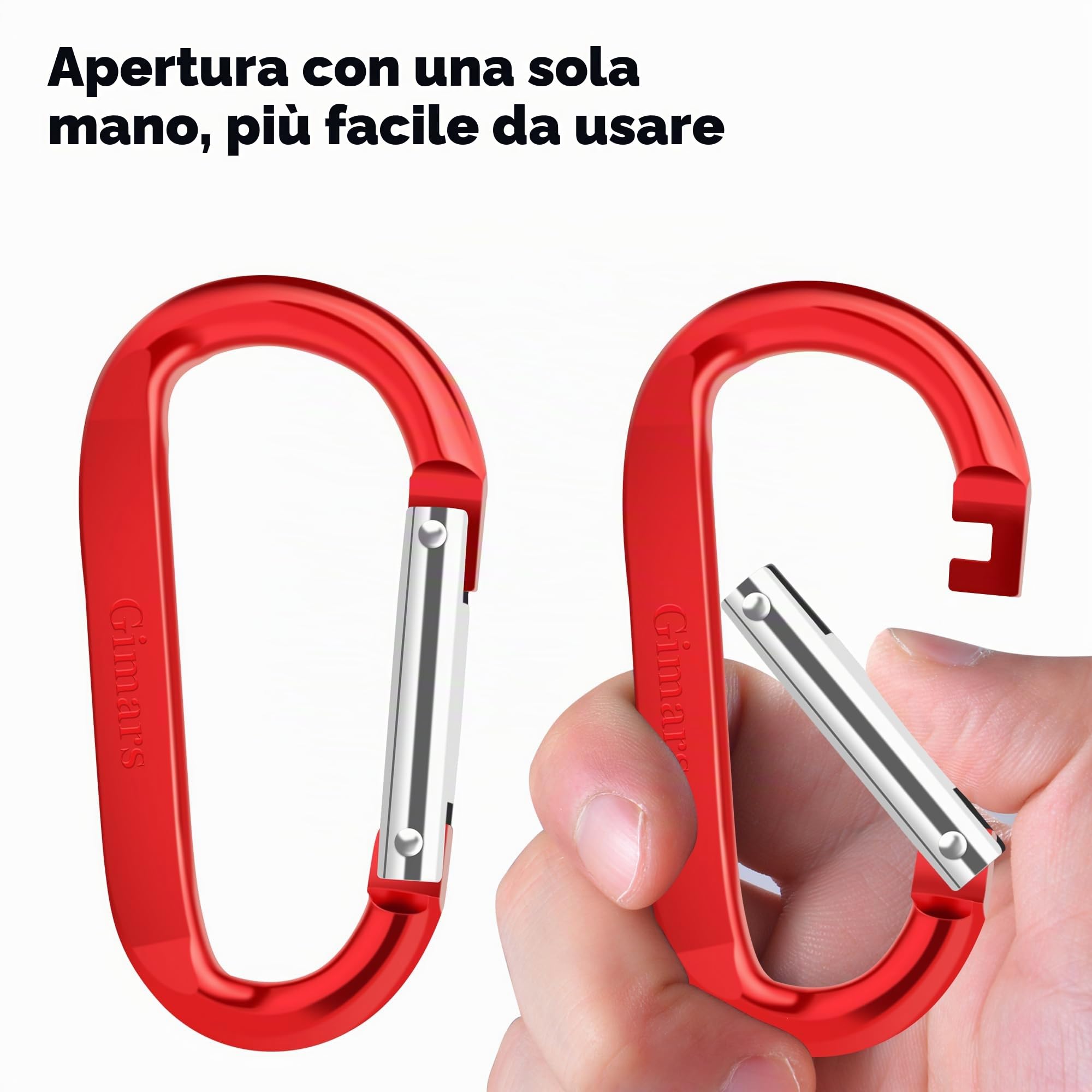 Gimars 8cm*10 Pz Moschettoni Portachiavi con Chiusura a Molla Moschettone in Lega di Alluminio D Forma Moschettoni Portachiavi Gancio per Campeggio, Trekking, Viaggi, Pesca, Escursione