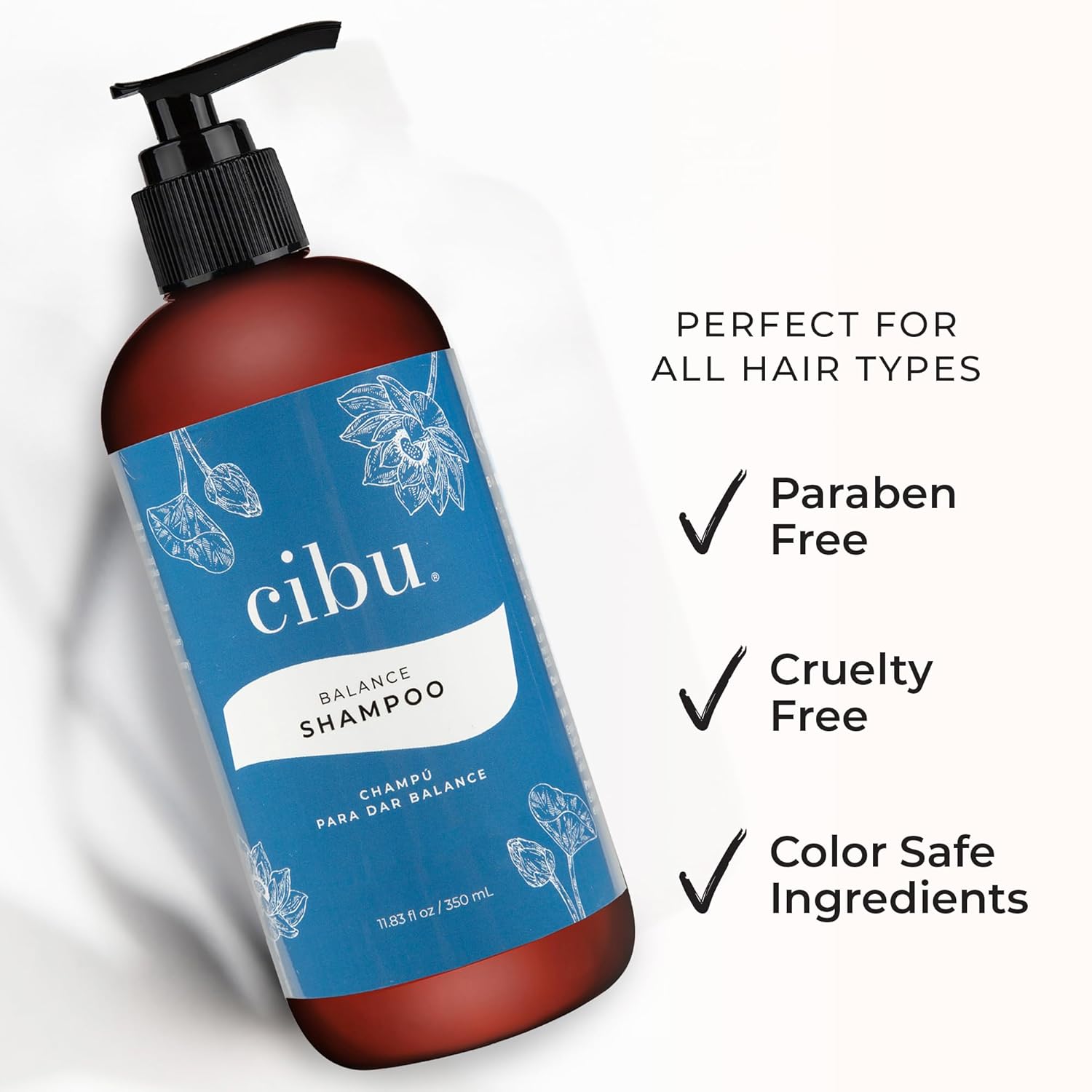 CIBU Balance Shampoo 30062 Nutrient-Rich Formula Moisturizes, Strengthens & Repairs Dry Hair | Sulfate-Free for All Hair Types and Textures | Gentle for Daily Use for Clean, Healthy Shine 11.83oz
