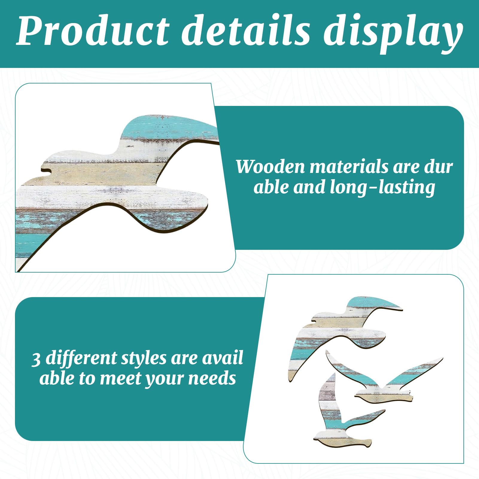 3Pcs Nautical Decor,Wooden Seagull Nautical Bathroom Accessories,Beach Wall Art,Bathroom Decor,Beach Wall Decor,Seaside Wall Art for Home Bedroom Living Room - Image 3