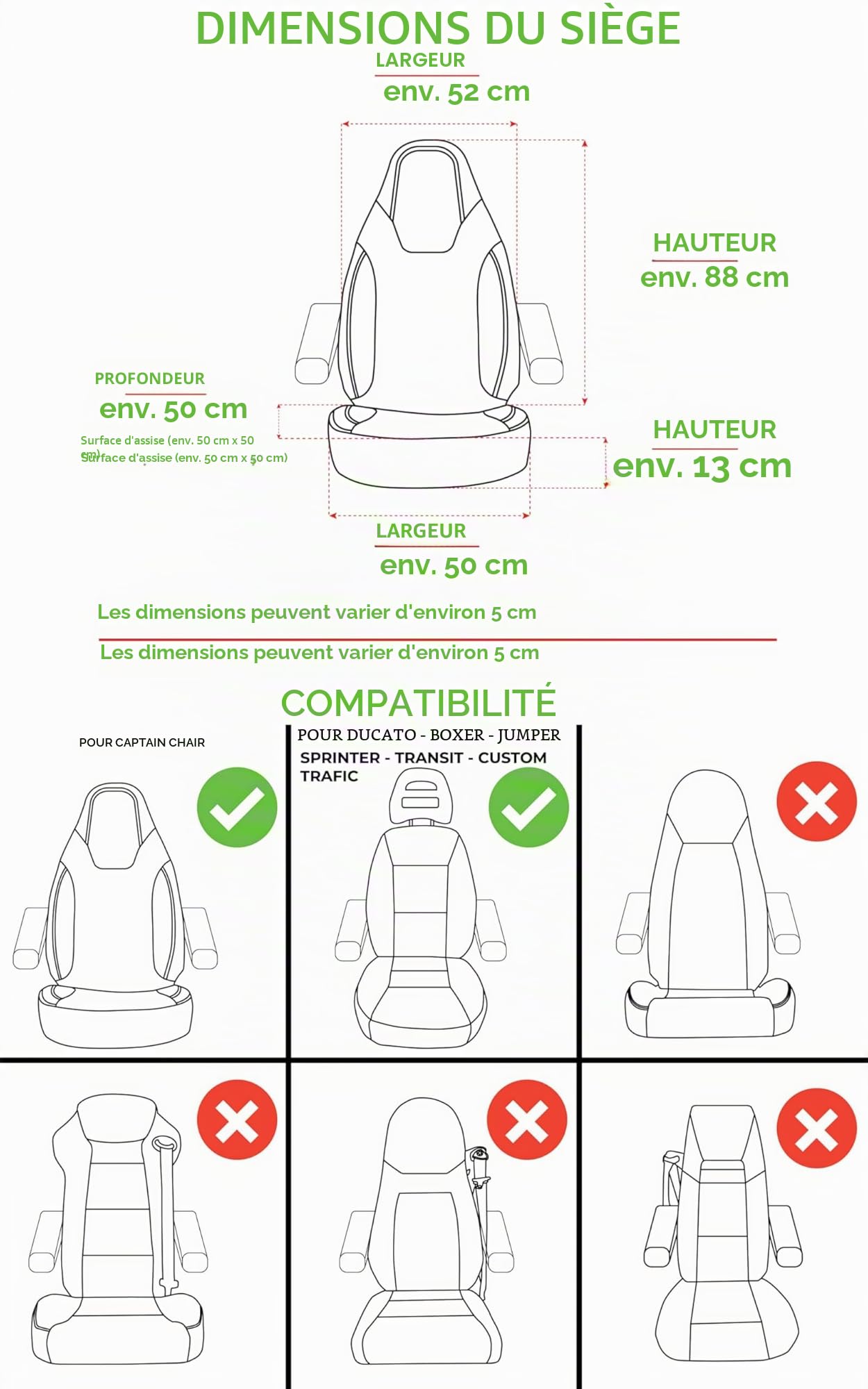BREMER SITZBEZÜGE Housses de Protection pour Camping-Car Fiat Ducato Jumper Boxer DPL510