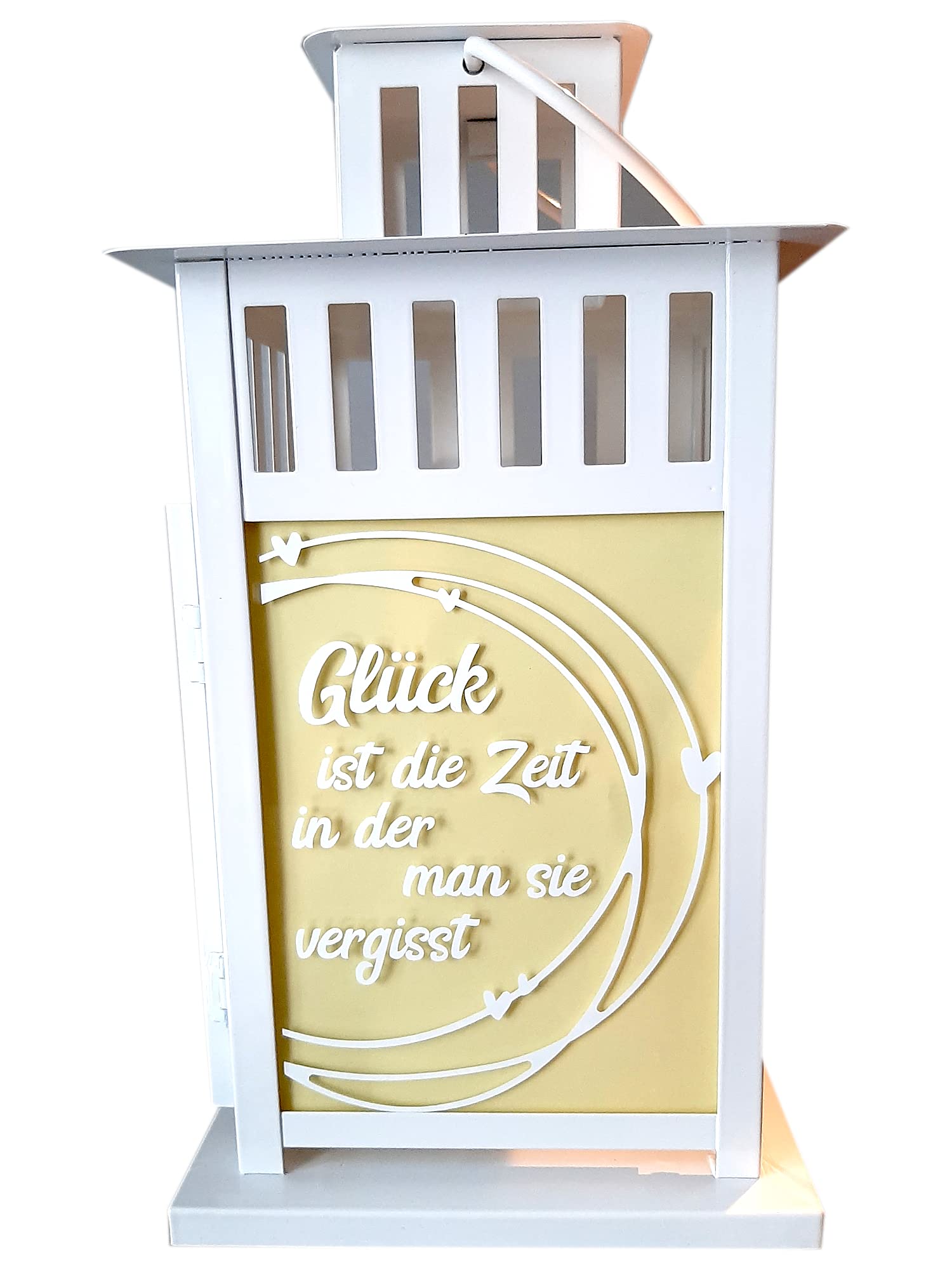 Kilala Laterne Hochzeit mit Namen und Datum weiß 28 cm, Hochzeitsgeschenk für Brautpaar, aus Edelstahl mit Magnetverschluss