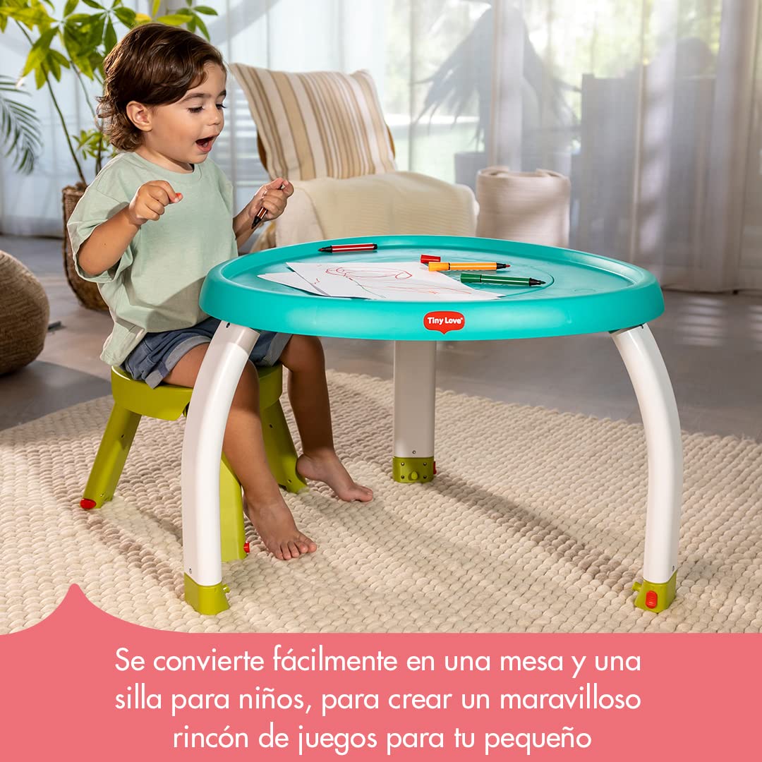Tiny Love Here I Grow 5 en 1, Centro de actividades evolutivo, mesa de juegos con 21 actividades, tabla de equilibro, asiento giratorio 360º, juegos interactivos, de 0 a 36 meses, Meadow Days