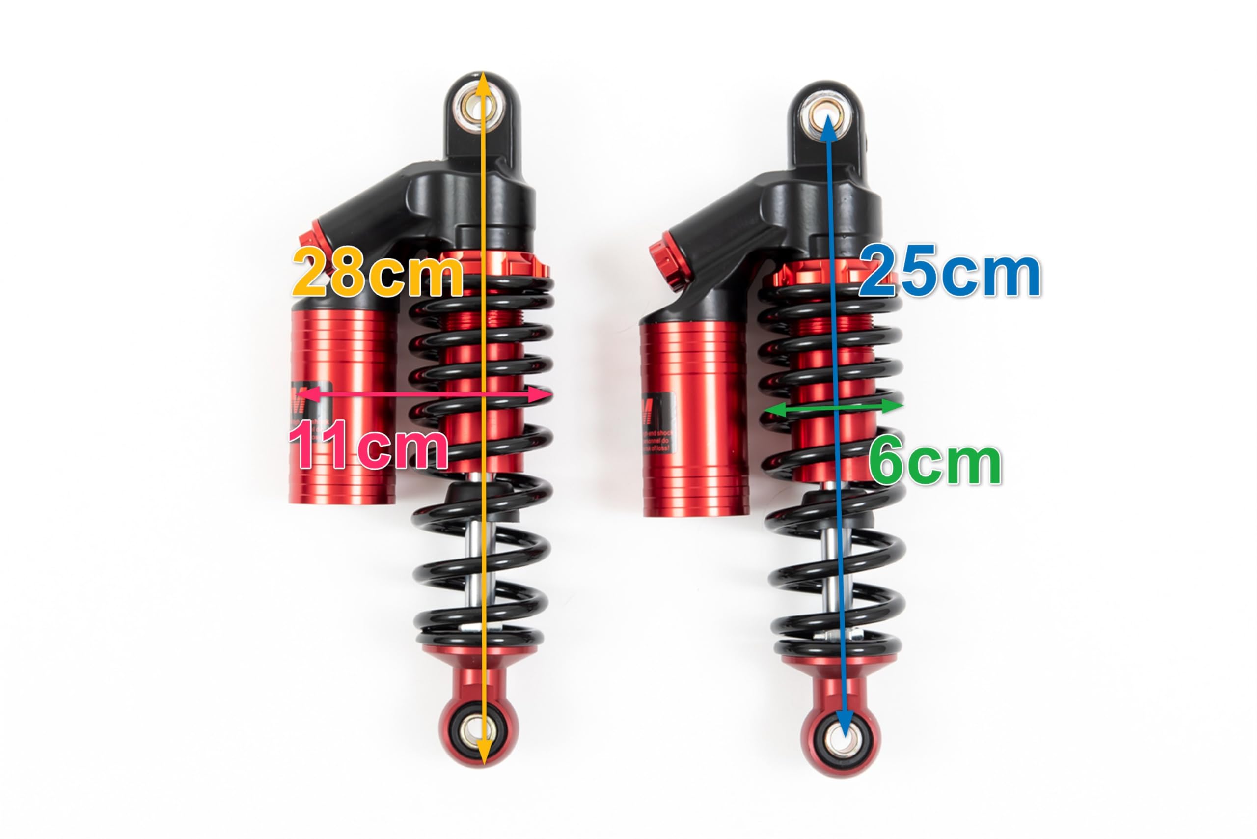 Amazon | 【x-cars】汎用品 250mm タンク付き リアサスペンション 黒赤 