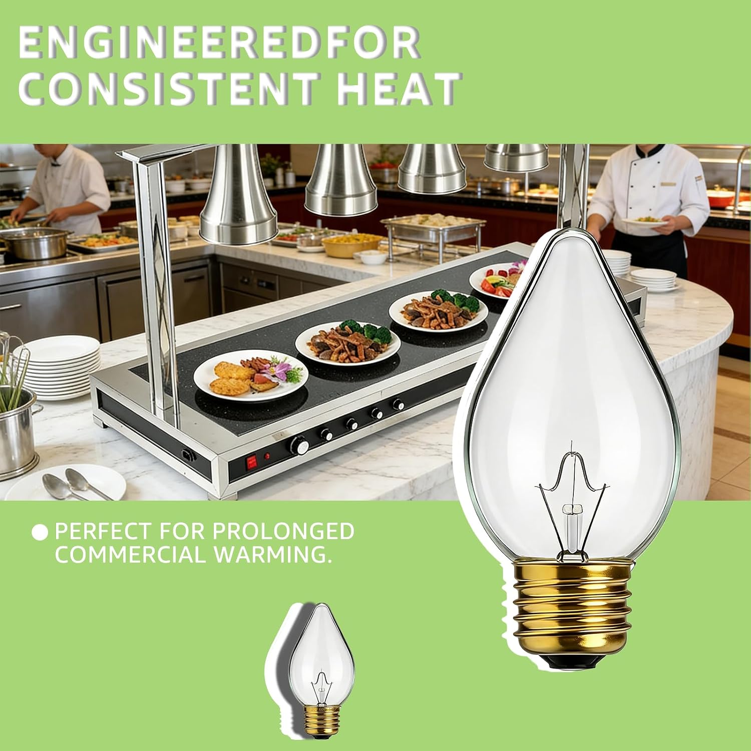 02.30.043.00 Heat Lamp Bulbs Compatible with Hatco Commercial Food Warmers 60 Watt Light Bulb 120V Torpedo Shape E26 Screw Base High Temp 8 Packs