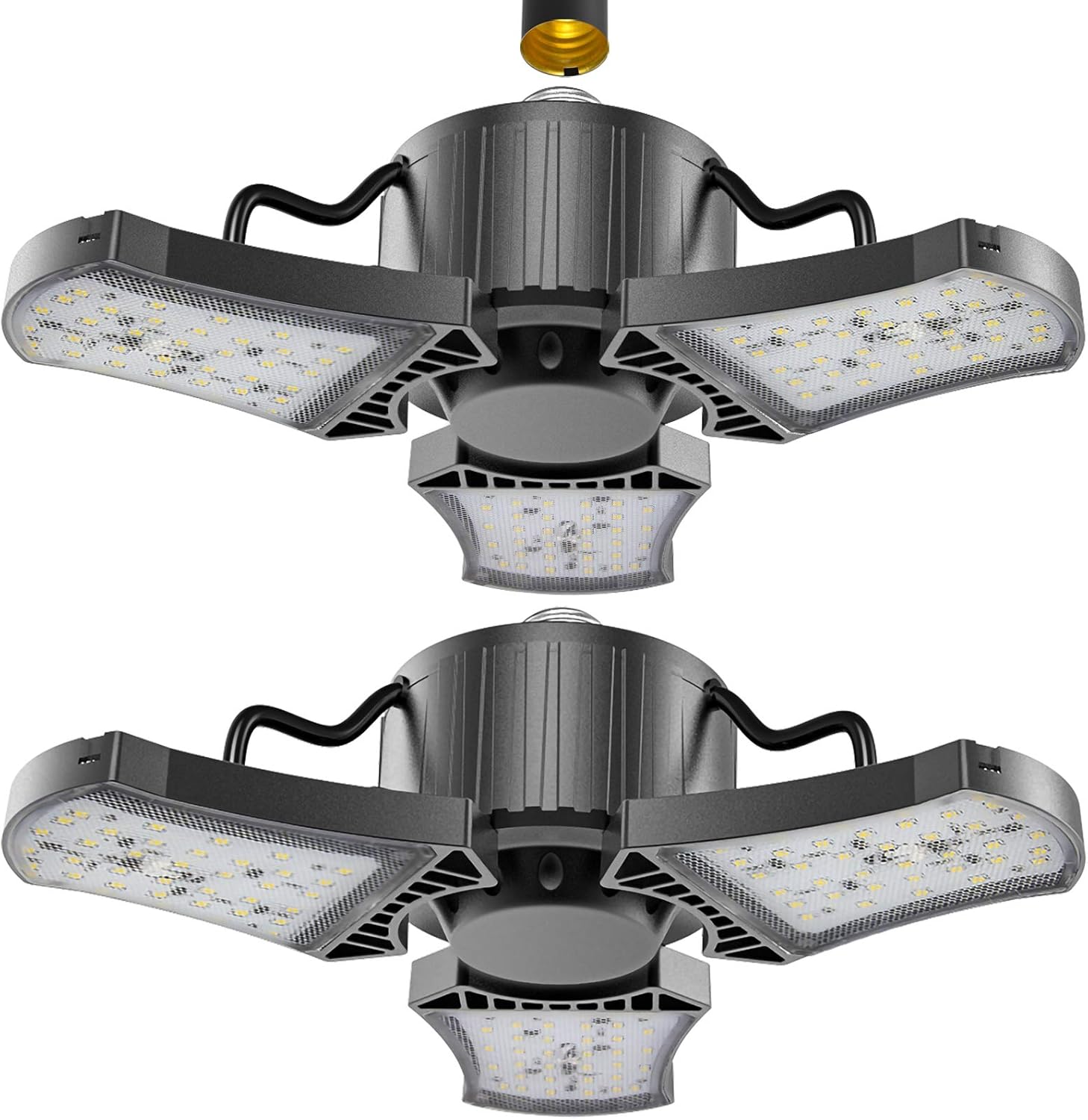 New Product 2-Pack LED Garage Lights, 80W LED Shop Light 5000K 8000LM Three-Leaf Garage Ceiling Light Fixtures,Adjustable Multi-Position Panels,E26 Base,LED Glow Light for Garage, Workshop Attic and Basement Review 2-Pack LED Garage Lights, 80W LED Shop Light 5000K 8000LM Three-Leaf Garage Ceiling Light Fixtures,Adjustable Multi-Position Panels,E26 Base,LED Glow Light for Garage, Workshop Attic and Basement