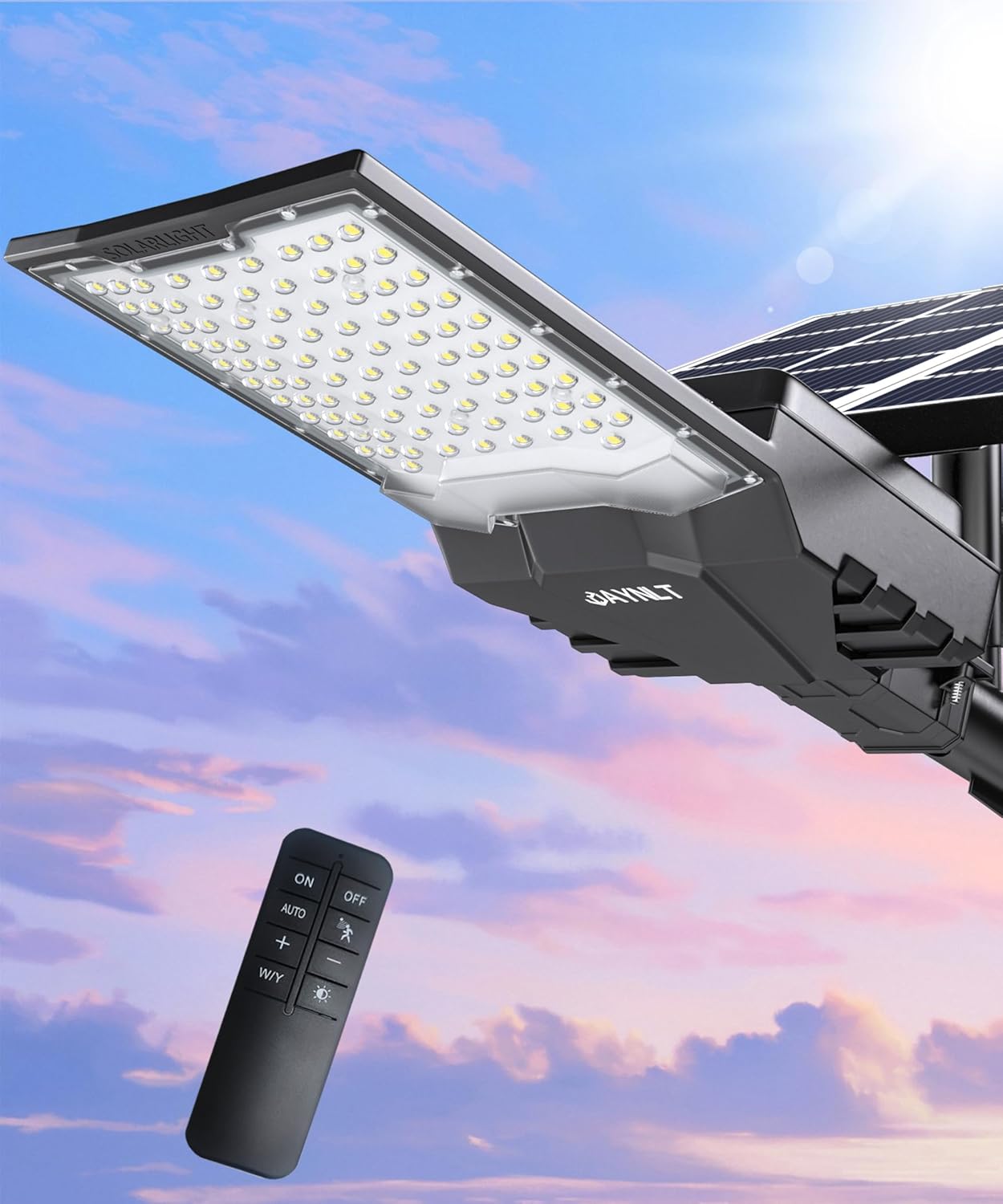 JAYNLT X-18000W Solar Street Lights Outdoor, 6500K Ultra-Large Parking Lot Lights Commercial Dusk to Dawn,IP67 Waterproof Solar Power Flood Security Lamps for Playground,Garage