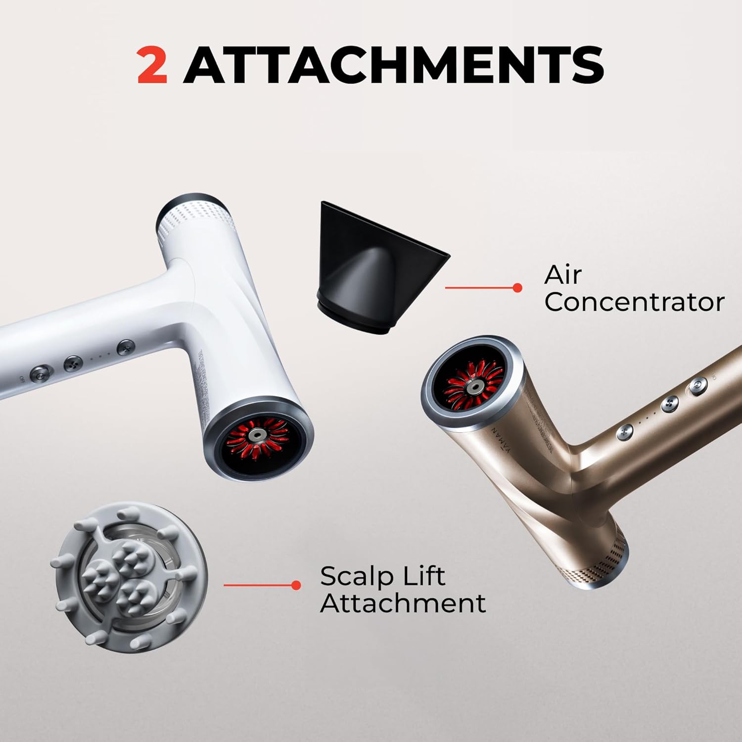 YA-MAN Blow Dryer with Scalp Massager and attachments