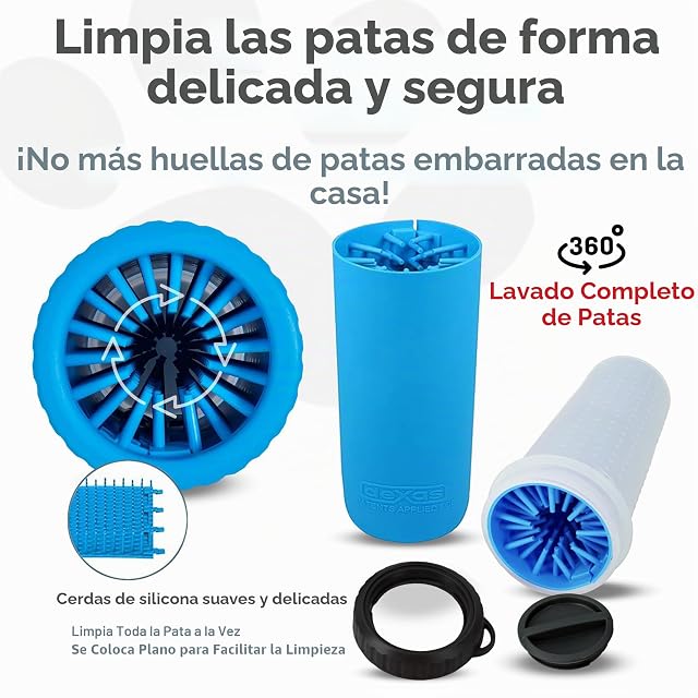 Foto 2 de 4 de Dexas Lidded MudBuster - Limpiador portátil para patas de perro, color azul, grande con tapa grande (paquete…