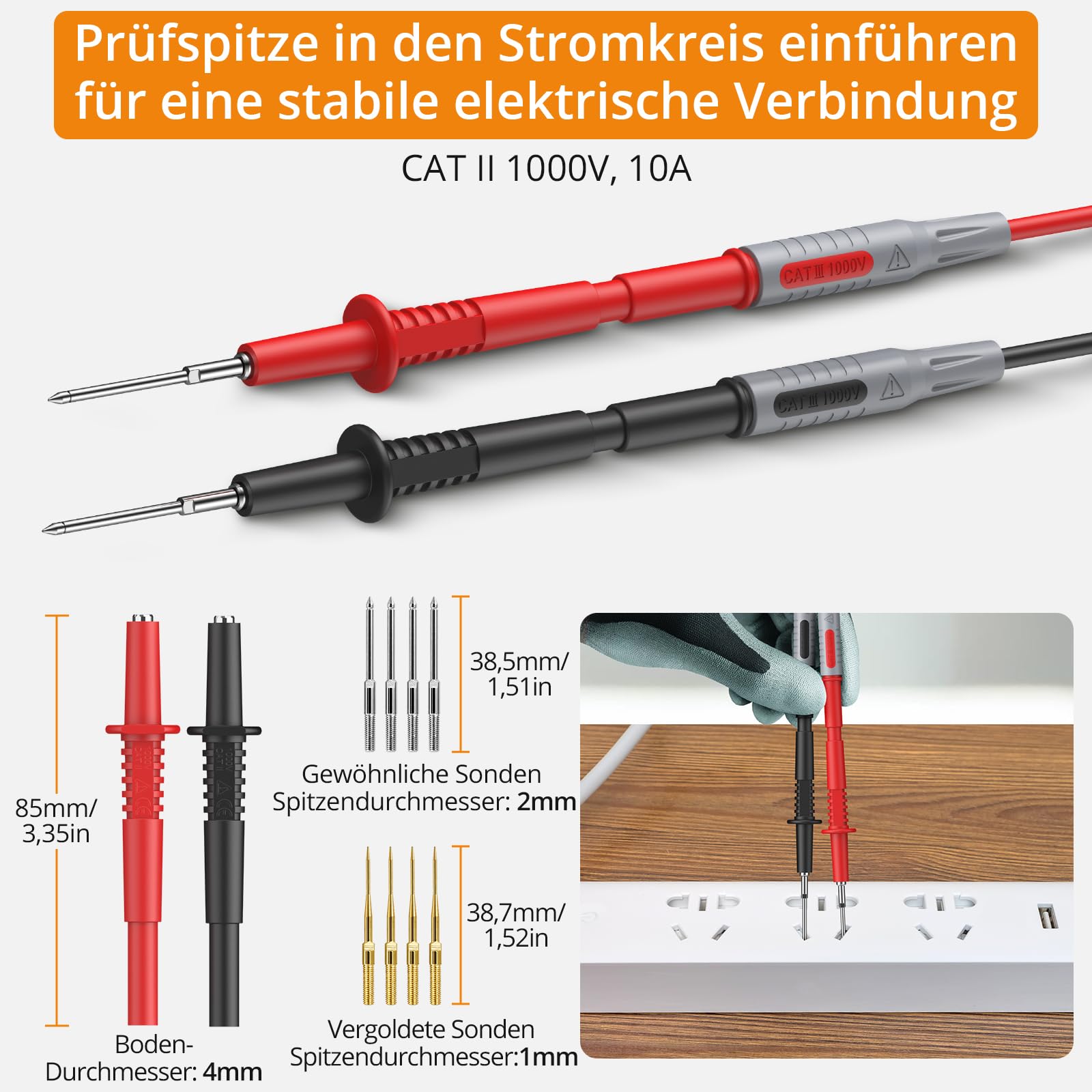 Neoteck Messleitungen Prüfkabel Set - Mit Testhaken, Piercing-Nadeln & Zubehör Für Multimeter