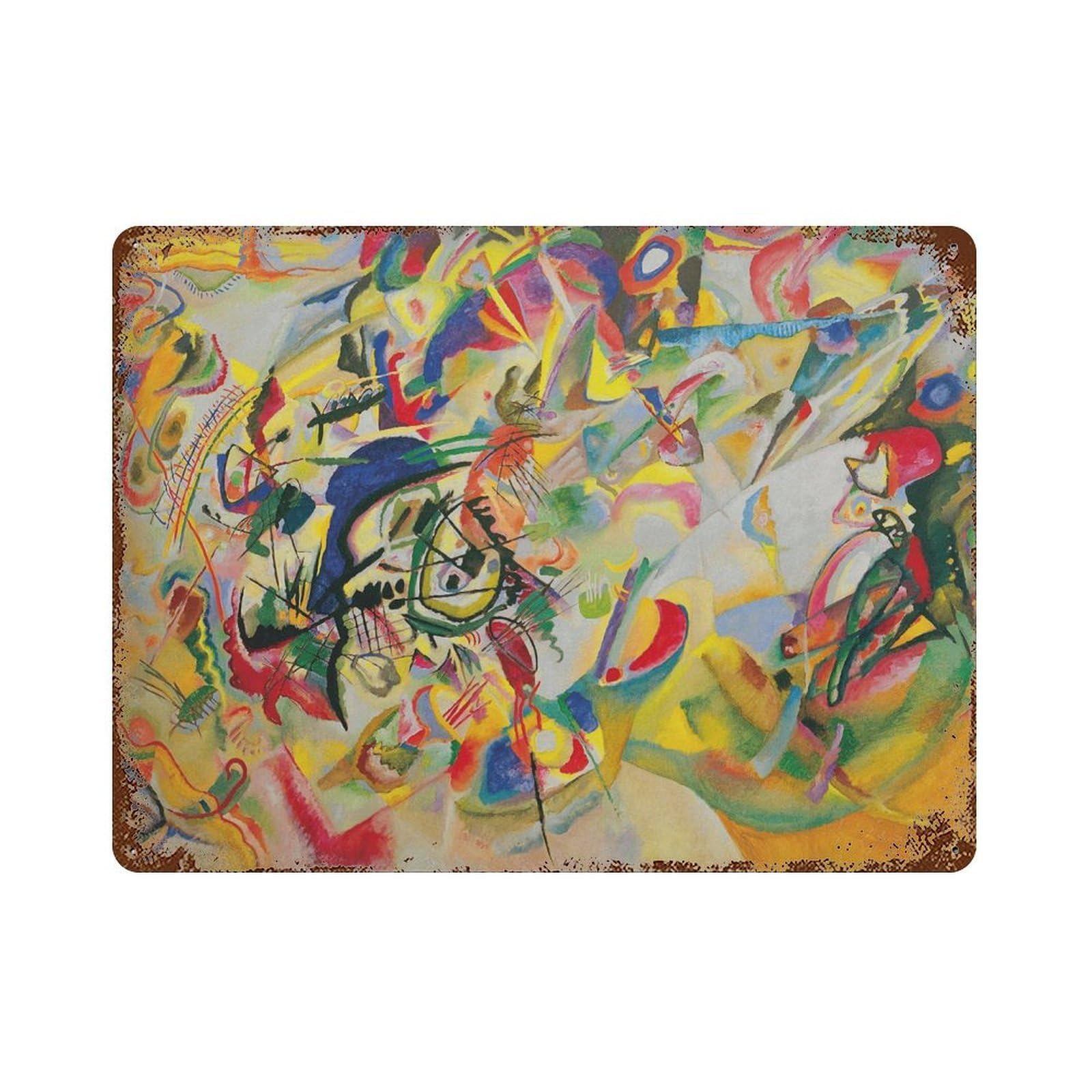 xiaoxiaoshen Kandinsky Composition 7 Abstract Expressionism Wall Decor Art Metal Tin Poster Modern Home Decor Art Home Bar Shop Decorations Vintage Sign 30x40cm