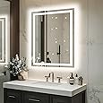 Amorho LED Bathroom Mirror 50" X32" with Front and Backlight, Stepless Dimmable Wall Mirrors with Anti-Fog, Shatter-Proof, Memory, 3 Colors, Double LED Vanity Mirror(Horizontal/Vertical)