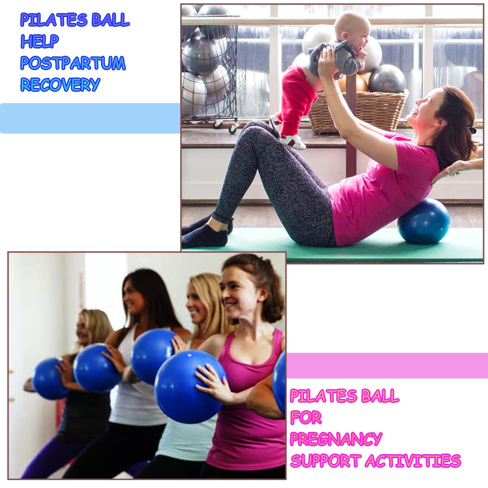 Ballon de Pilates 2pcs 25cm Mini Ballon de Stabilité pour Gymnase Bureau Domicile