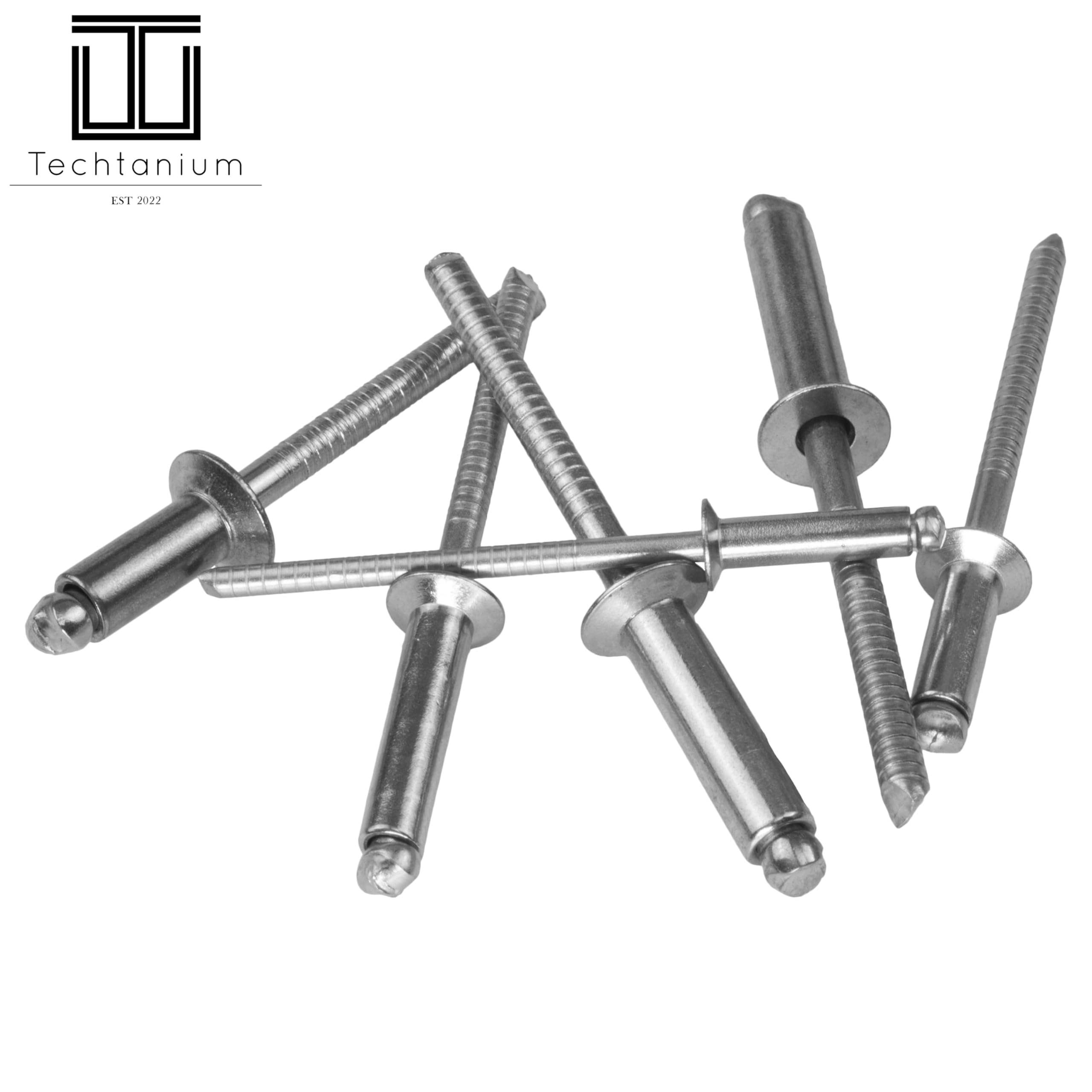 50 Stück Blindnieten 4,8 x 10 mm Senkkopf V2A | DIN 7337 | Popnieten | Zugdornnieten | Techtanium