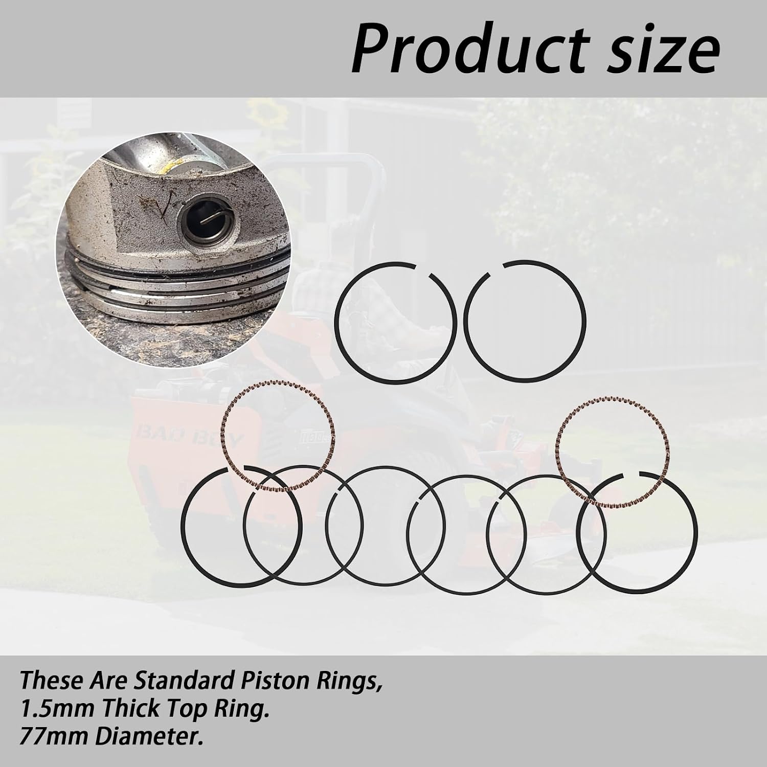 XTPTFABS 2 sets of piston rings 24-108-22-s Compatible With Kohler CH18-22 CH620-641 CV18-22 CV620-640(1.5mm Thick Top Ring Style A 77mm Standard Bore)