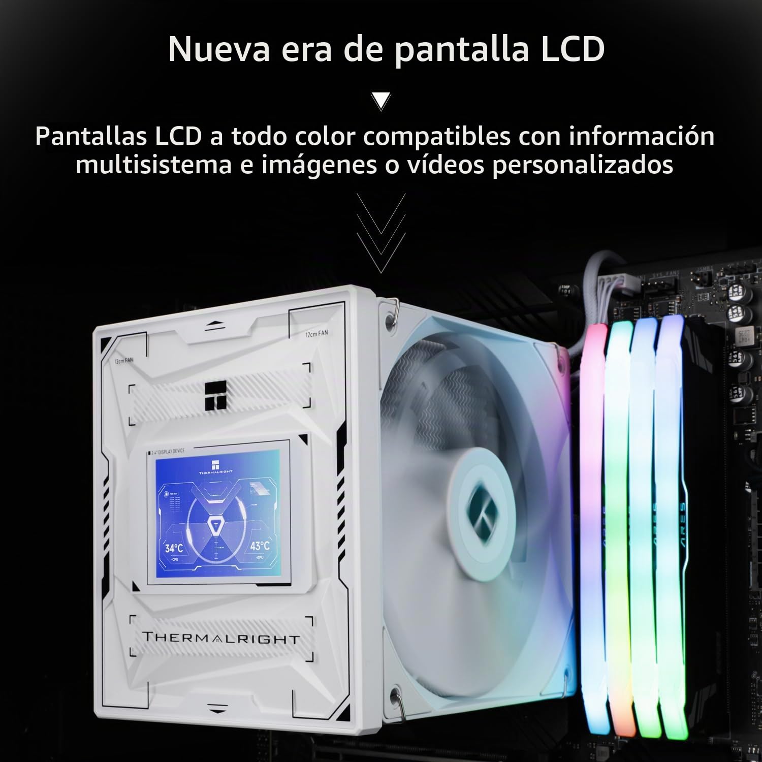 THERMALRIGHT Burst Assassin 120 Vision White Enfriador de CPU, pantalla IPS LCD de 2,4 pulgadas con resolución de 320 x 240, disipador de calor de alto rendimiento para computadora LGA1851/1700 y AM4