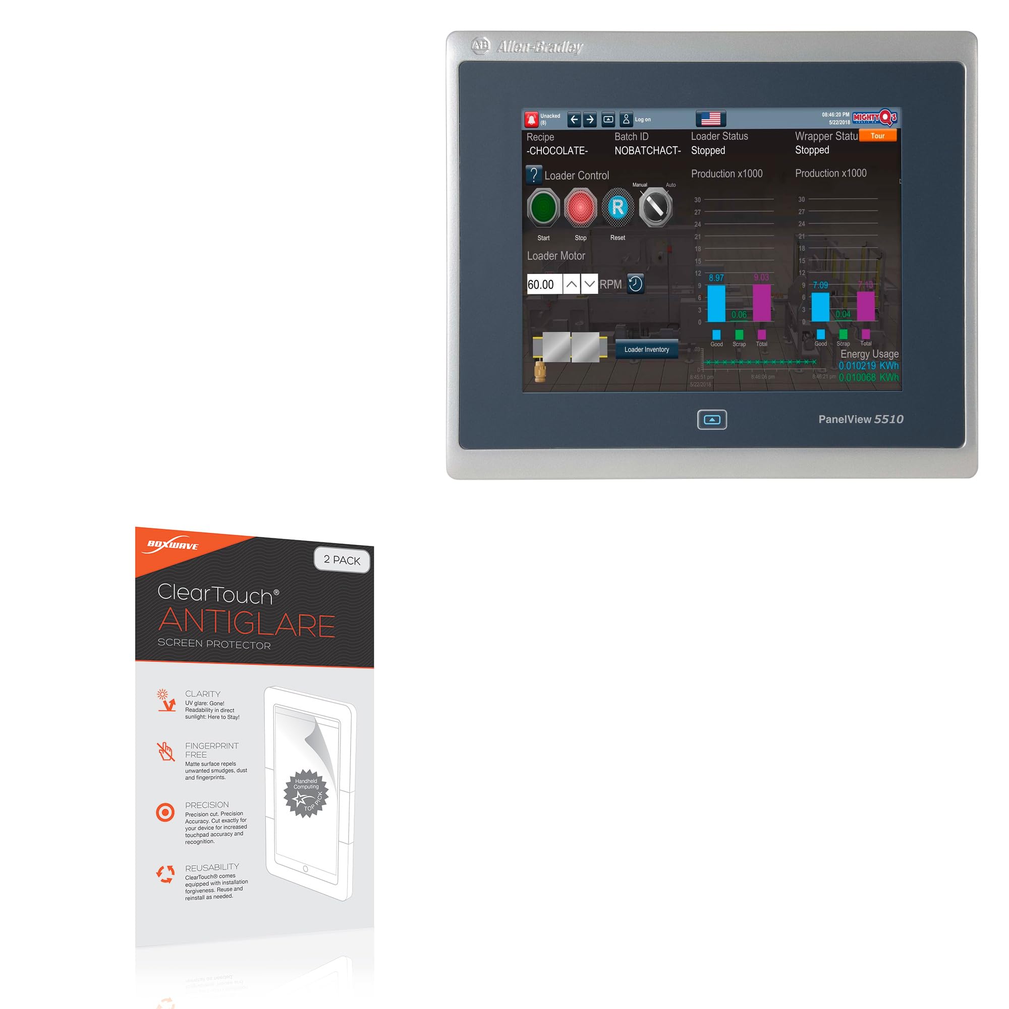 BoxWave Screen Protector Compatible with Allen Bradley PanelView 5510 (12 in) - ClearTouch Anti-Glare (2-Pack), Anti-Fingerprint Matte Film Skin
