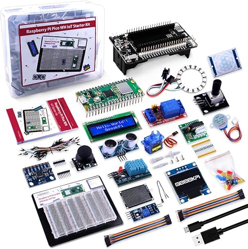 GeeekPi Kit definitivo para Raspberry Pi Pico W con encabezados, tutoriales detallados, ejemplos de proyectos, varios elementos para programación