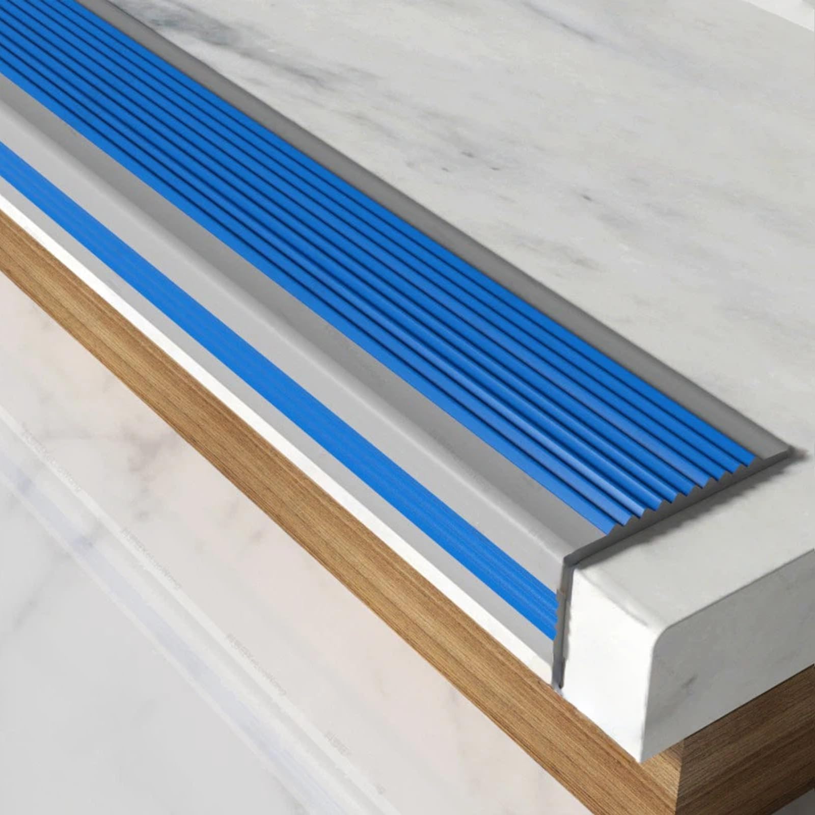 Profilo antiscivolo per gradini, in PVC, autoadesivo, resistente al fuoco, 5 x 2,5 cm, 30 m, soluzione di sicurezza premium per scale e gradini
