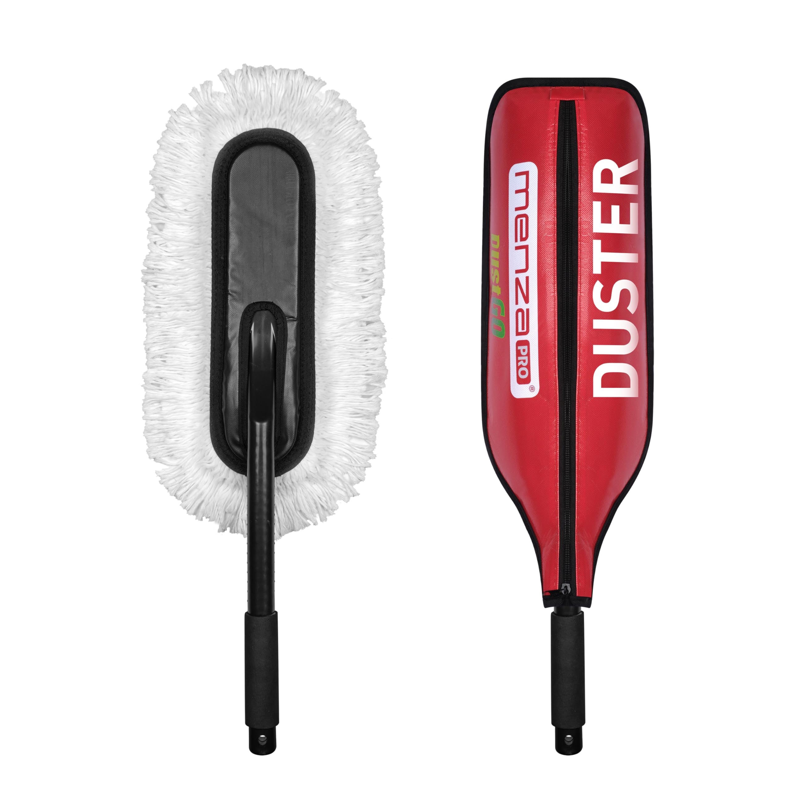MenzaPro DustGo Premium Car Duster | Wax-Treated Cotton Cleaning Tool for Quick, Waterless Dust Removal | Scratch-Free Long Handle Car Cleaning Brush for Car, Bike, Dashboard & Home Use